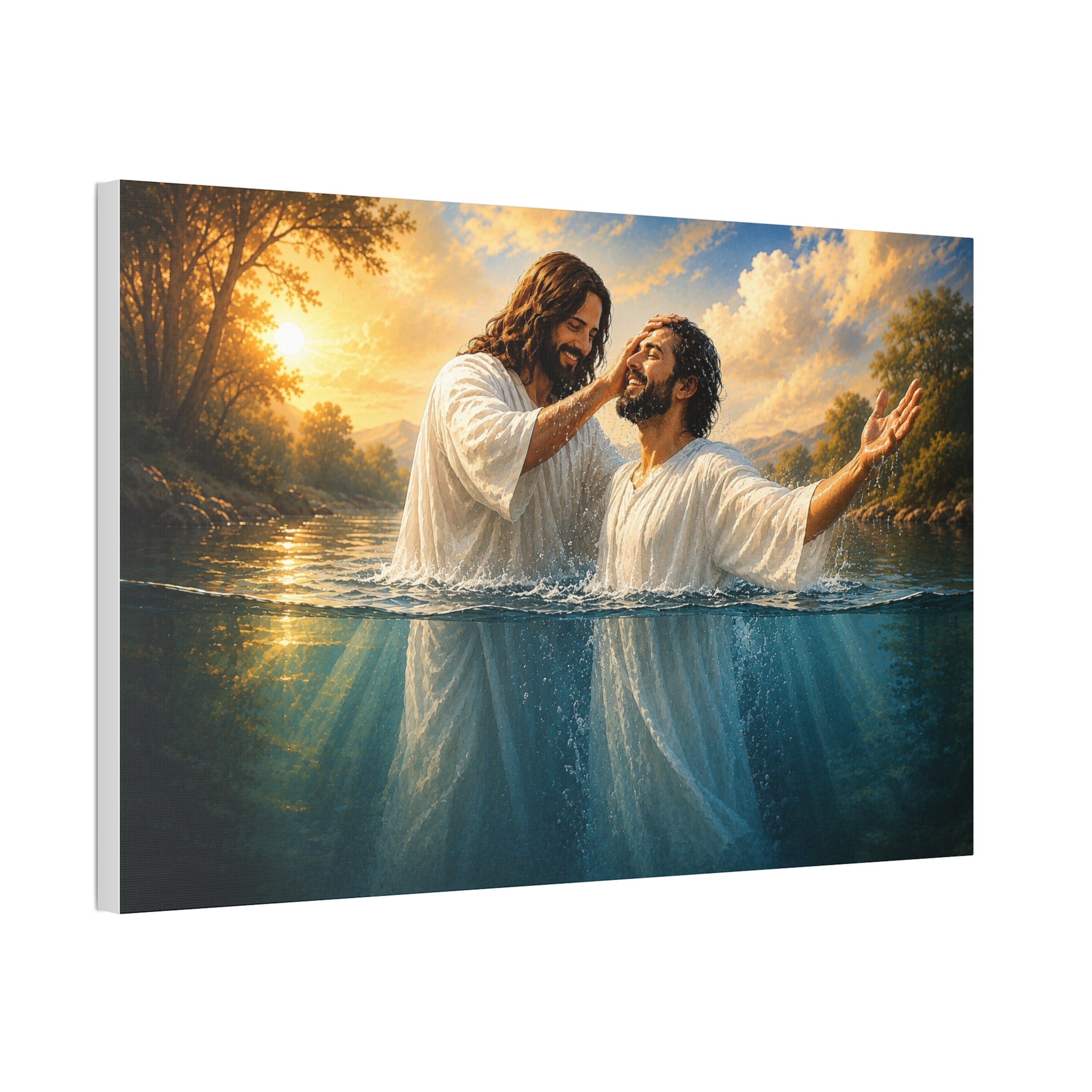 Hispanic Baptism of Christ Canvas Print — Christian Wall Art