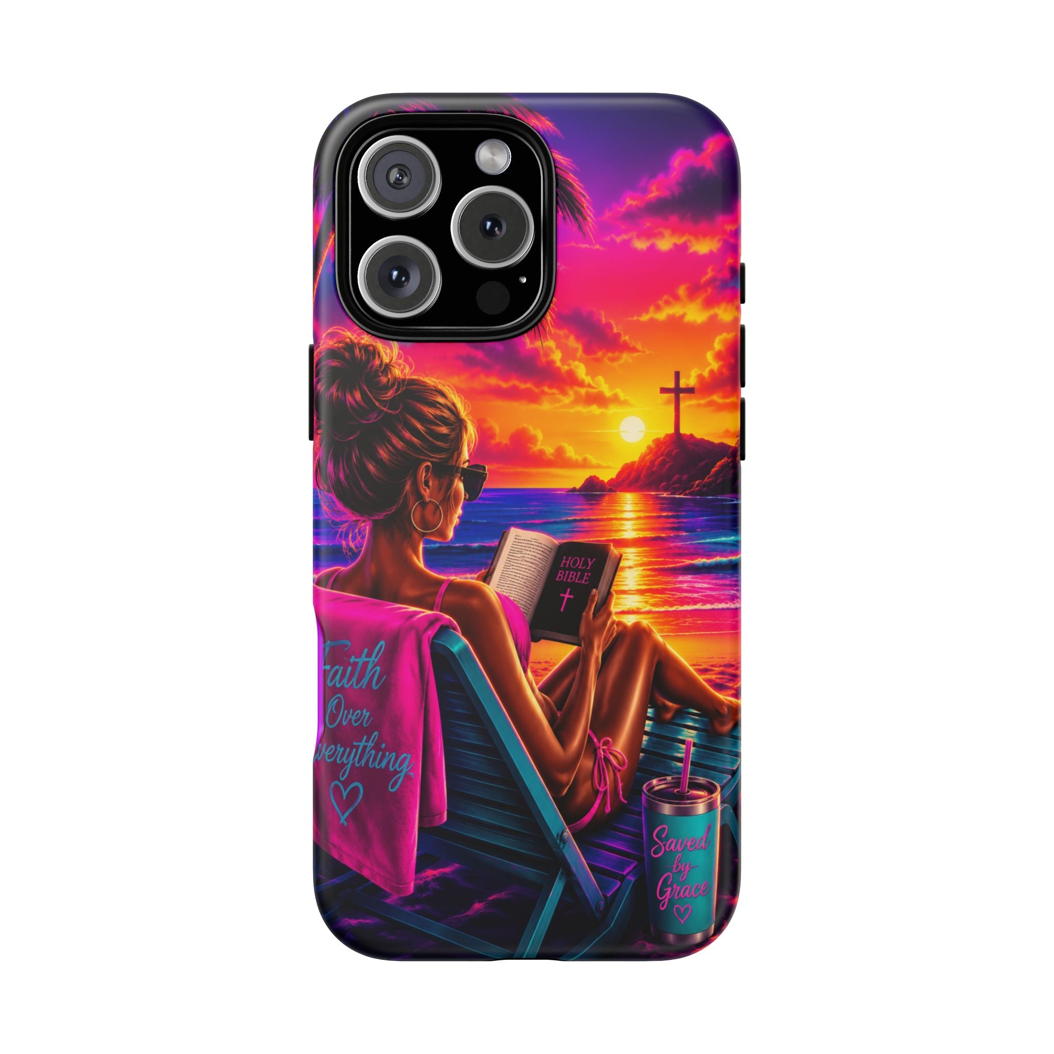 Phone Case —  Jesus and Beach (Faith Over Everything)