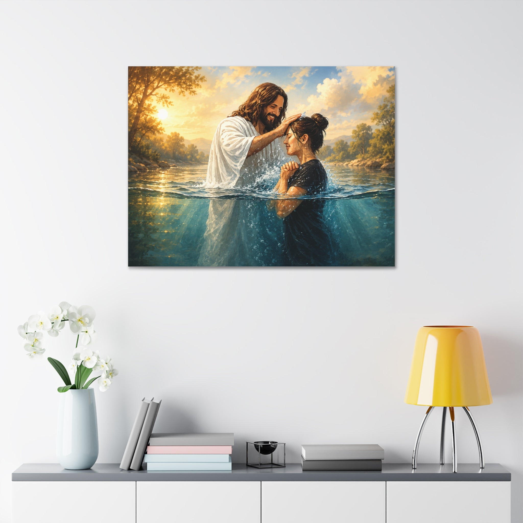 Religious Canvas Wall Art — "I left it in the water" (Stretched Canvas)