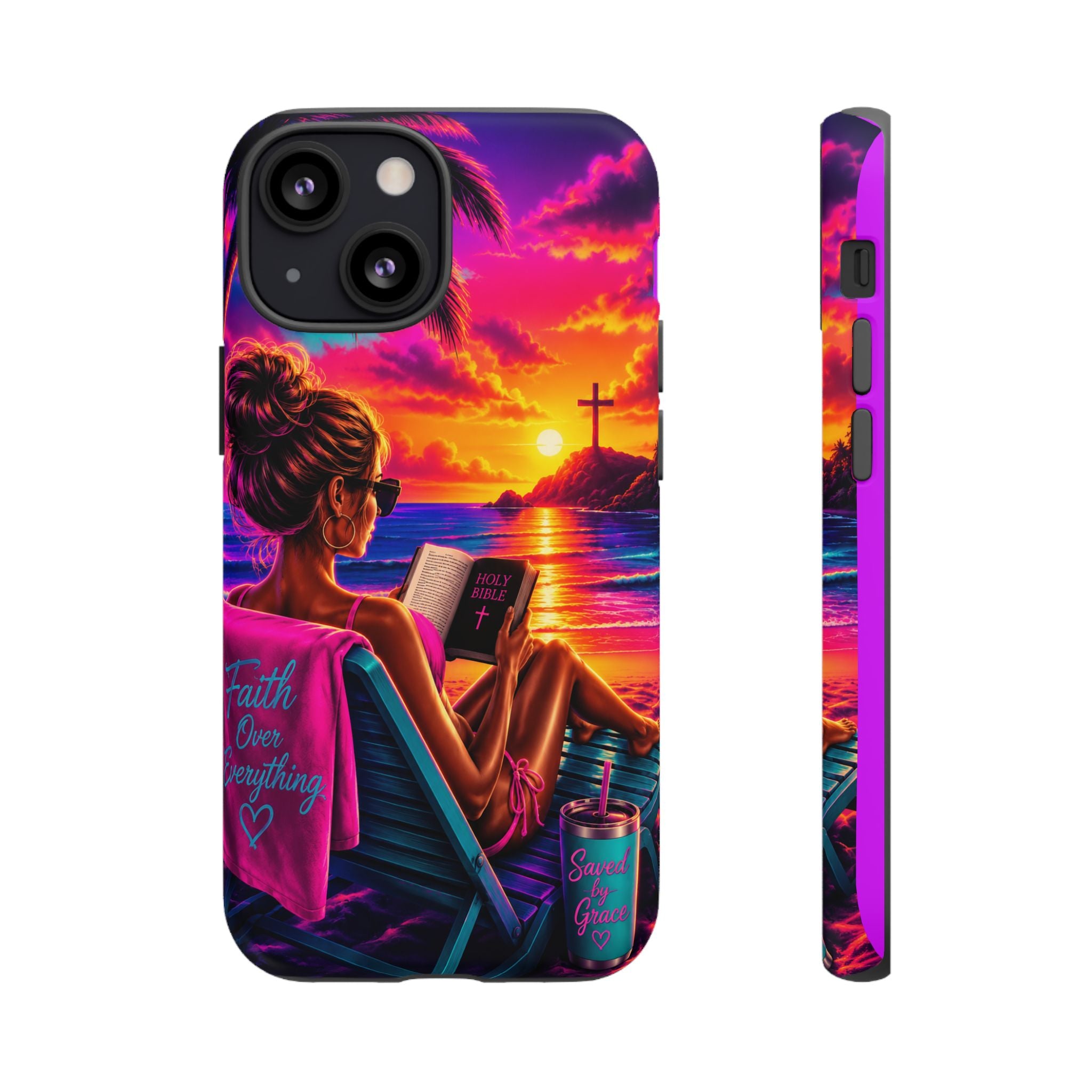 Phone Case —  Jesus and Beach (Faith Over Everything)