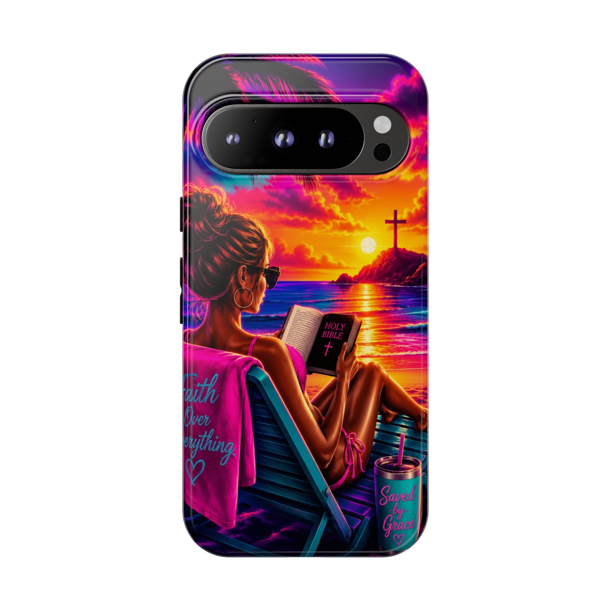 Phone Case —  Jesus and Beach (Faith Over Everything)