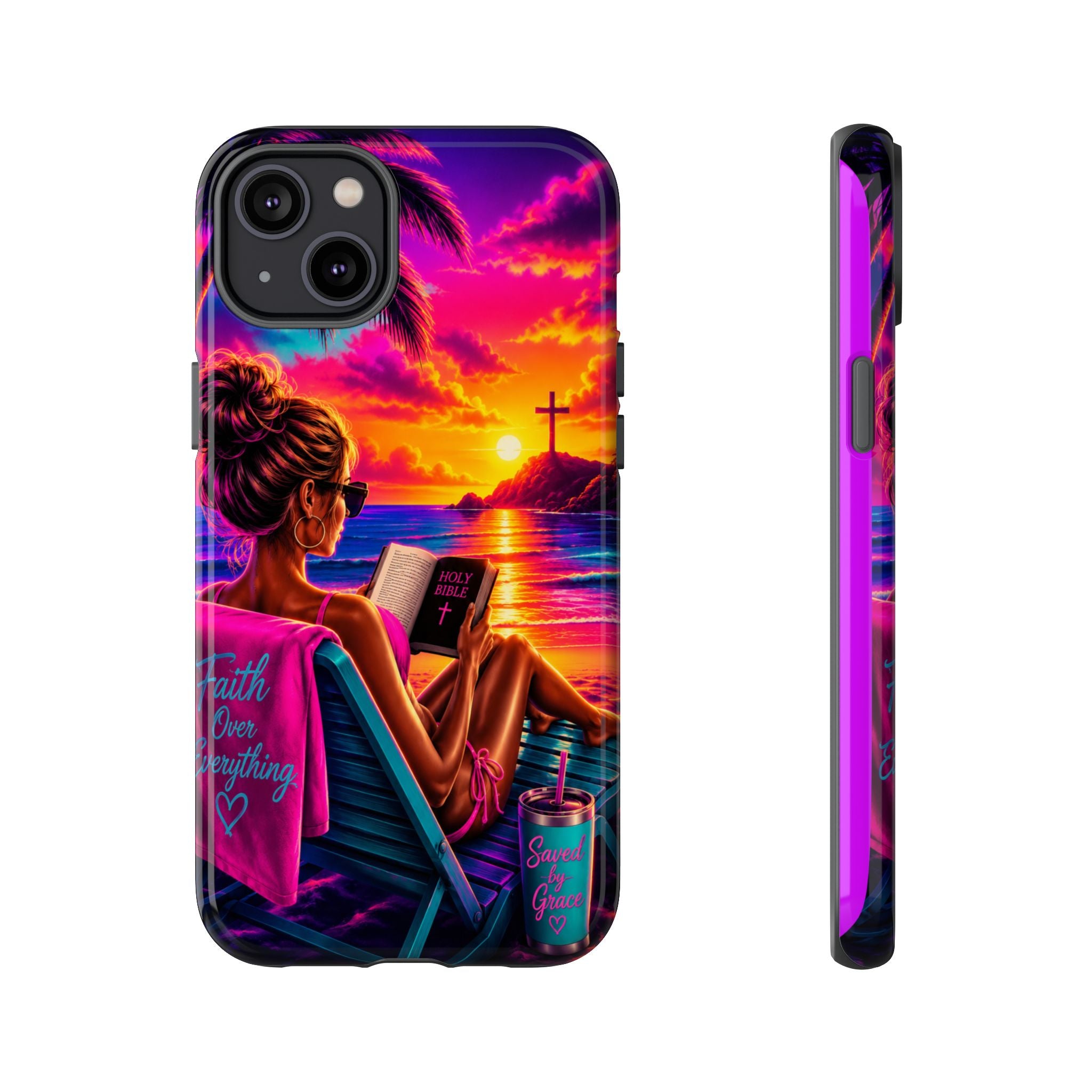 Phone Case —  Jesus and Beach (Faith Over Everything)