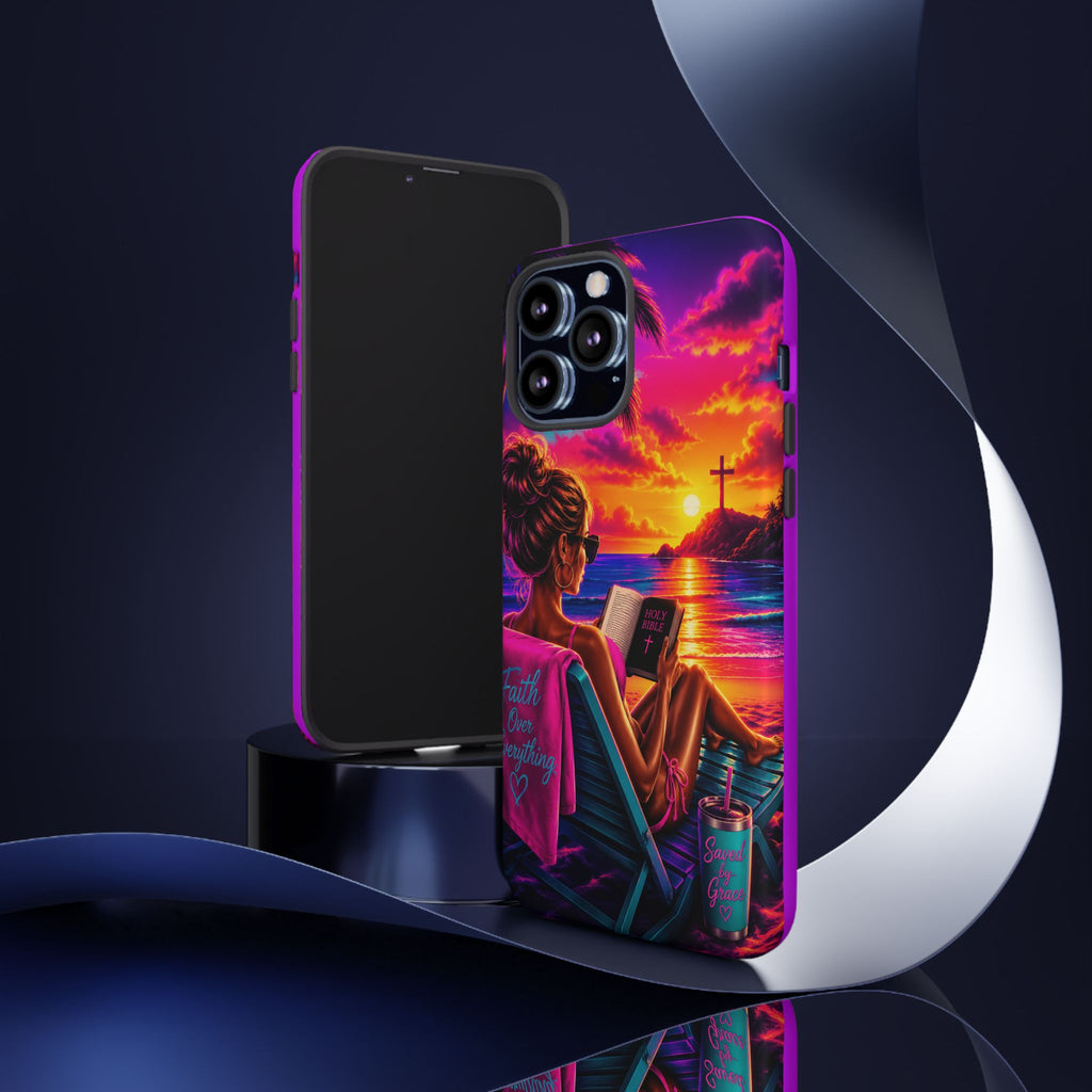 Phone Case —  Jesus and Beach (Faith Over Everything)