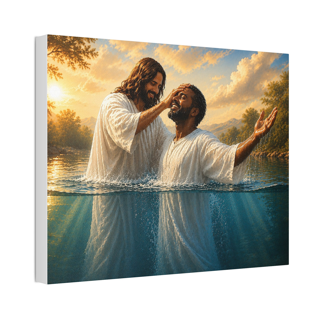 African Man Baptism of Faith Canvas Print - Christian Wall Art