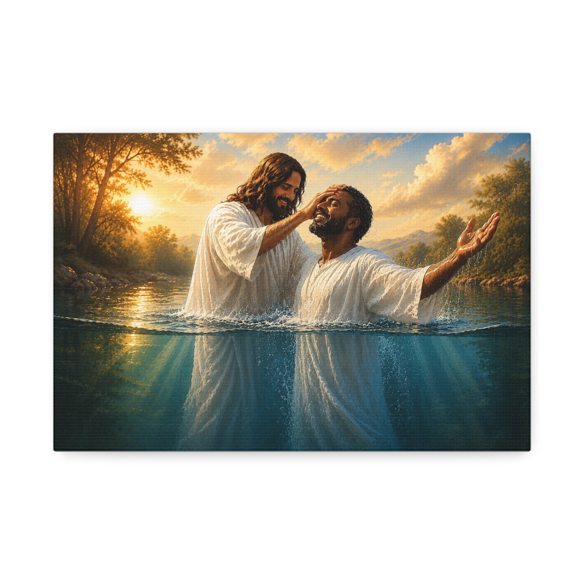 African Man Baptism of Faith Canvas Print - Christian Wall Art