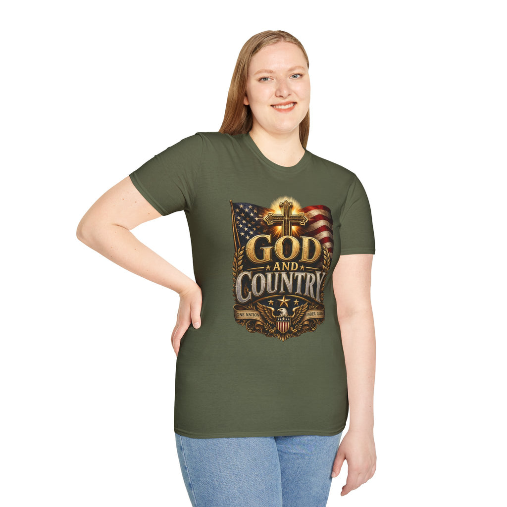 God and Country T-Shirt — Patriotic Christian Flag Tee