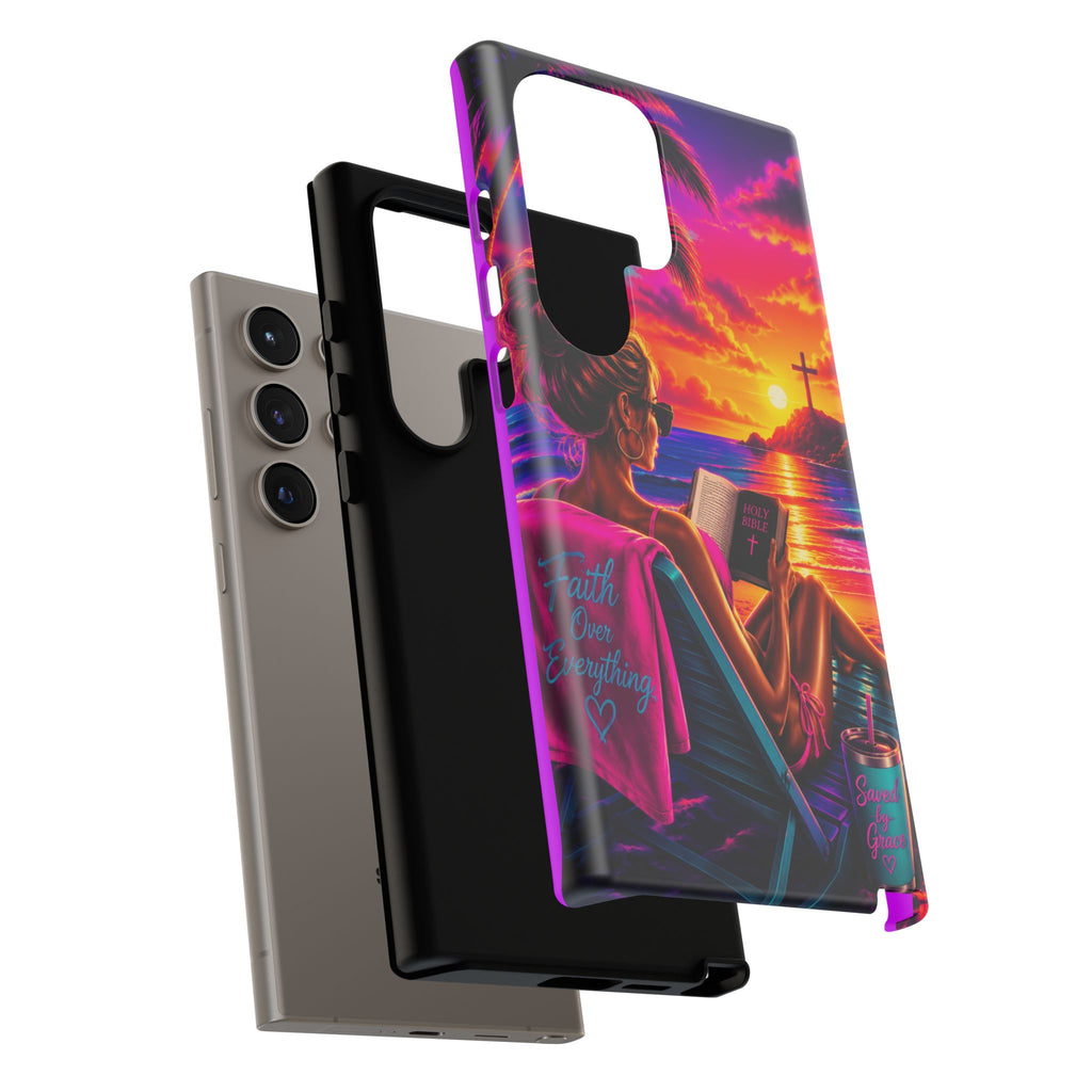Phone Case —  Jesus and Beach (Faith Over Everything)
