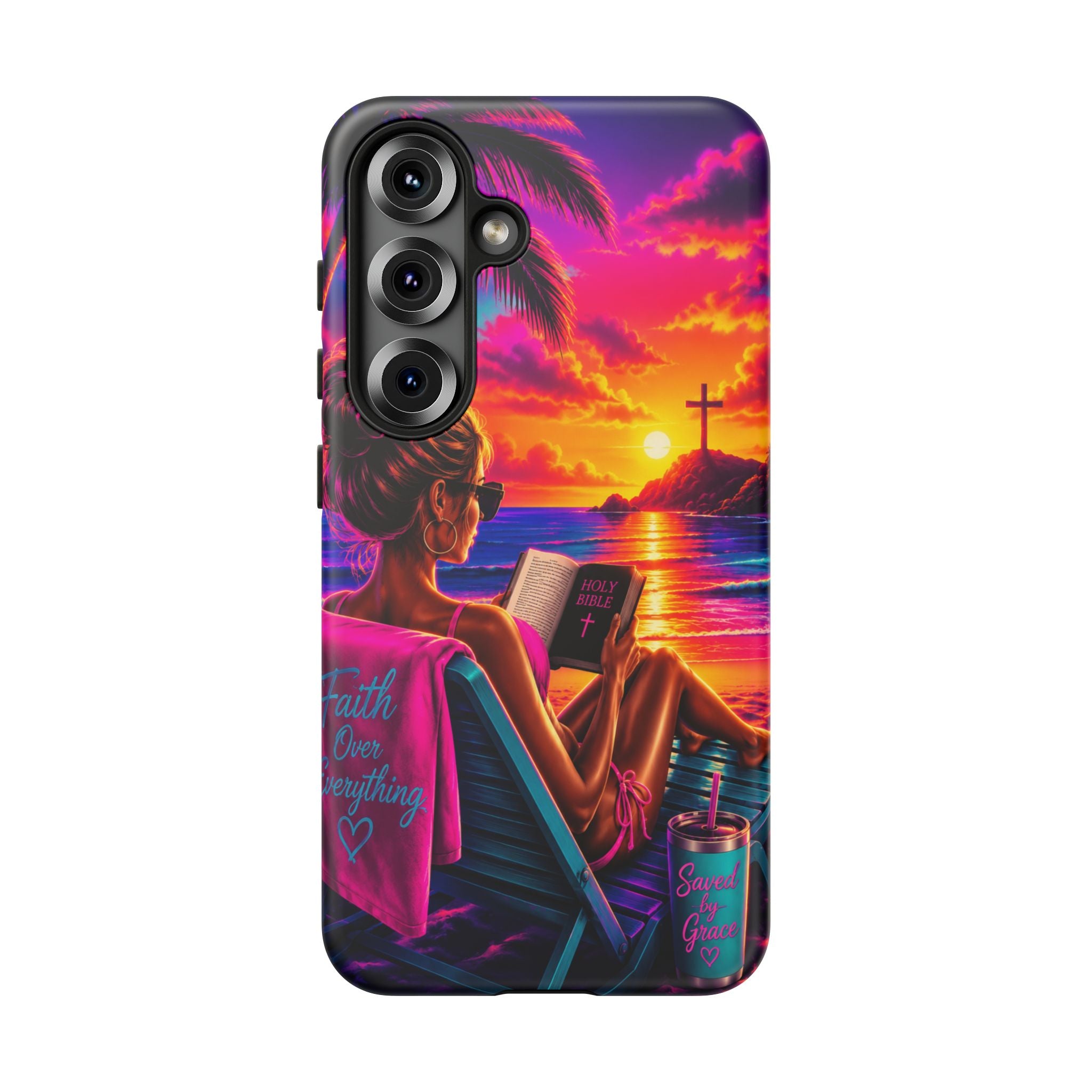 Phone Case —  Jesus and Beach (Faith Over Everything)