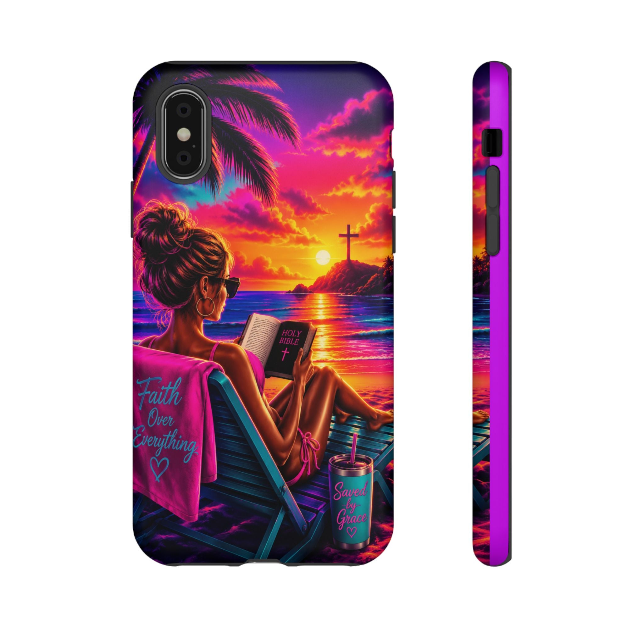 Phone Case —  Jesus and Beach (Faith Over Everything)
