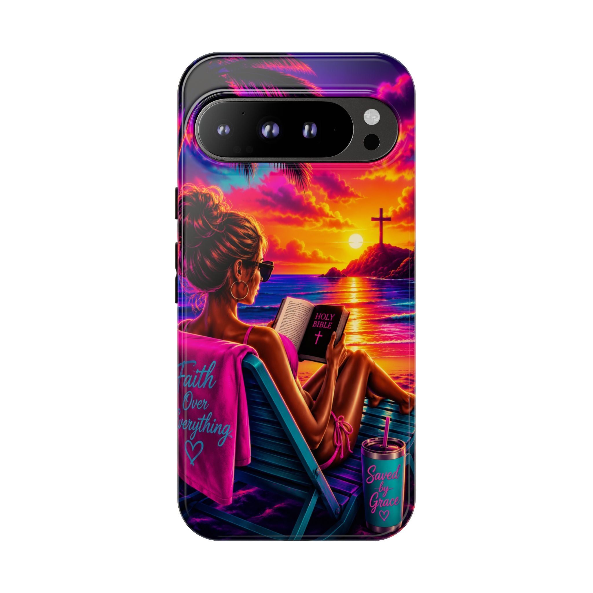 Phone Case —  Jesus and Beach (Faith Over Everything)
