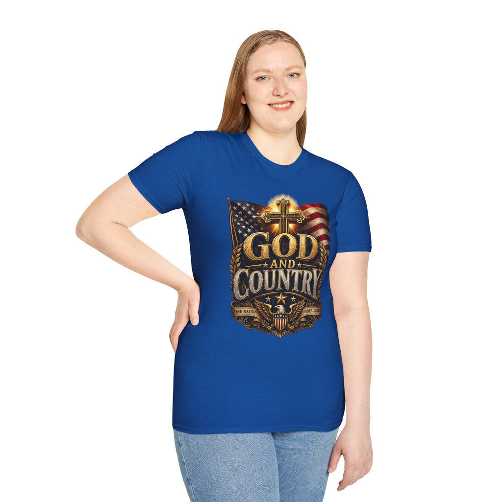 God and Country T-Shirt — Patriotic Christian Flag Tee