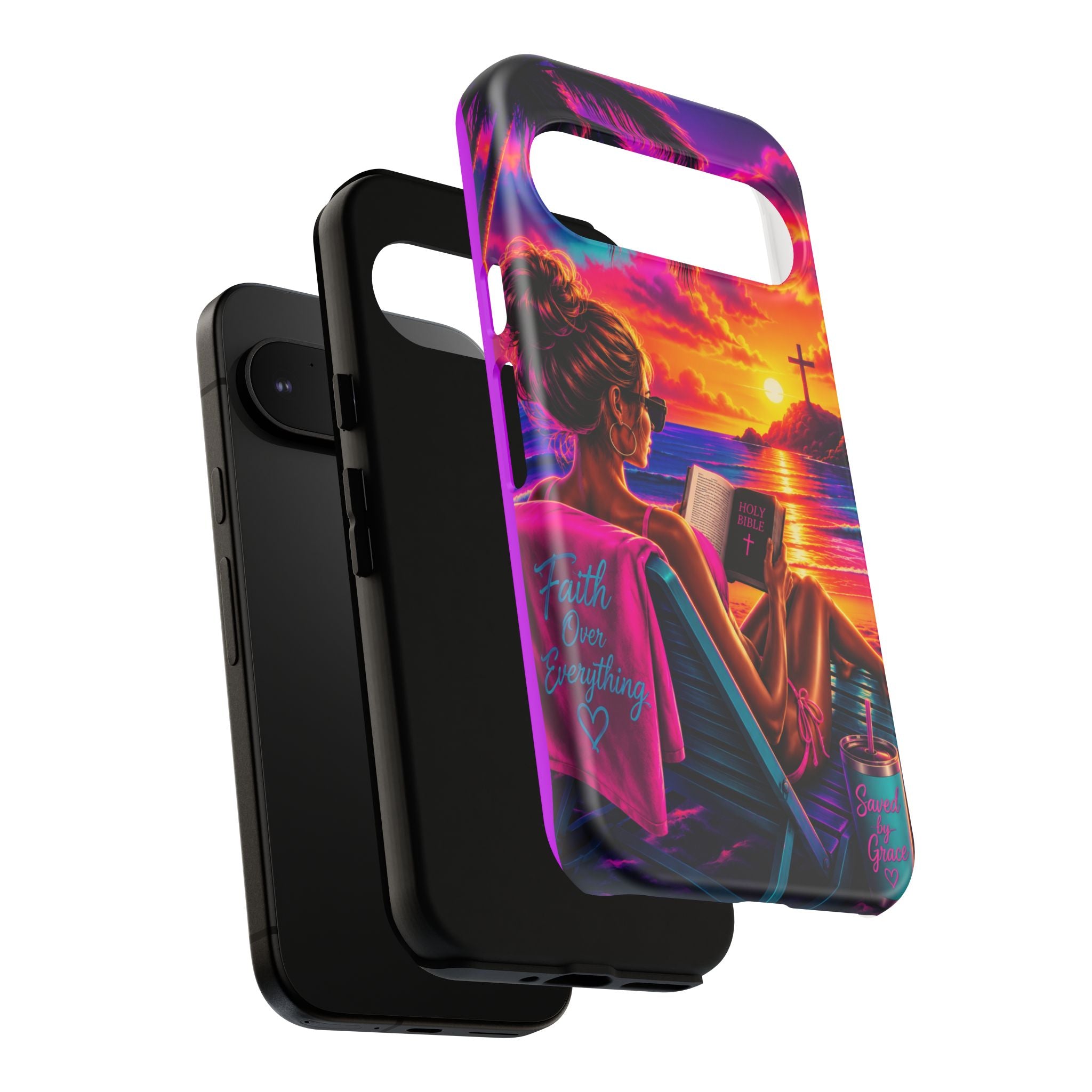 Phone Case —  Jesus and Beach (Faith Over Everything)