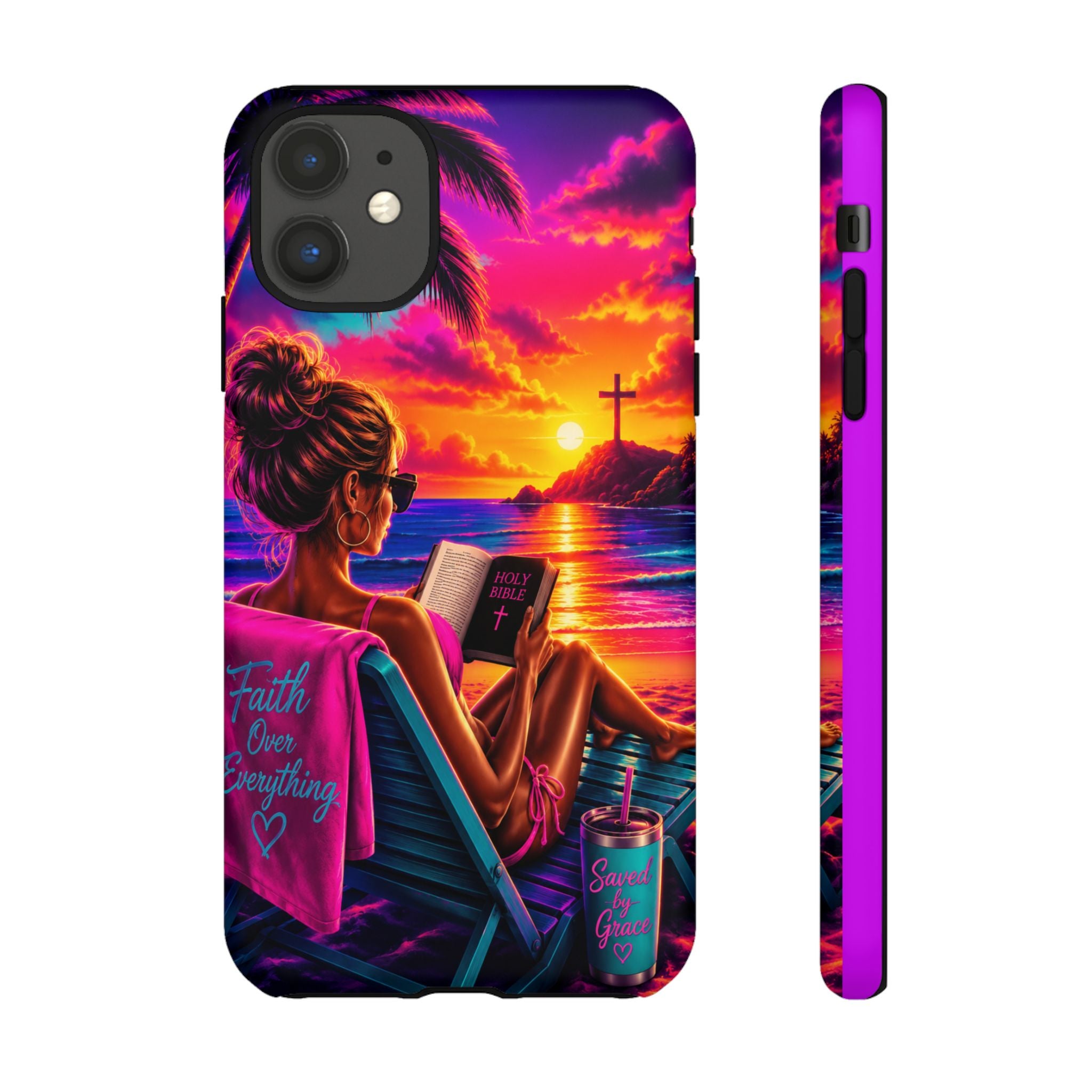 Phone Case —  Jesus and Beach (Faith Over Everything)