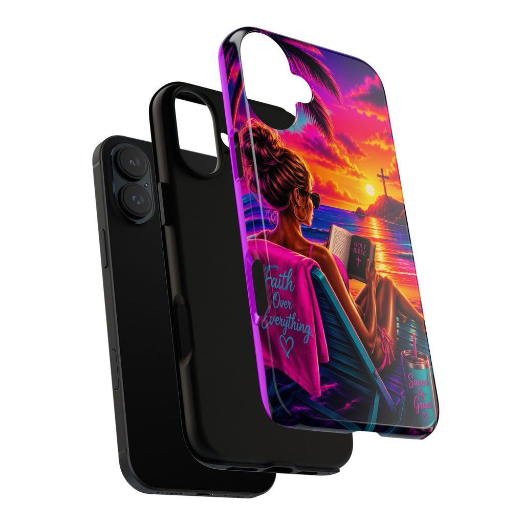Phone Case —  Jesus and Beach (Faith Over Everything)