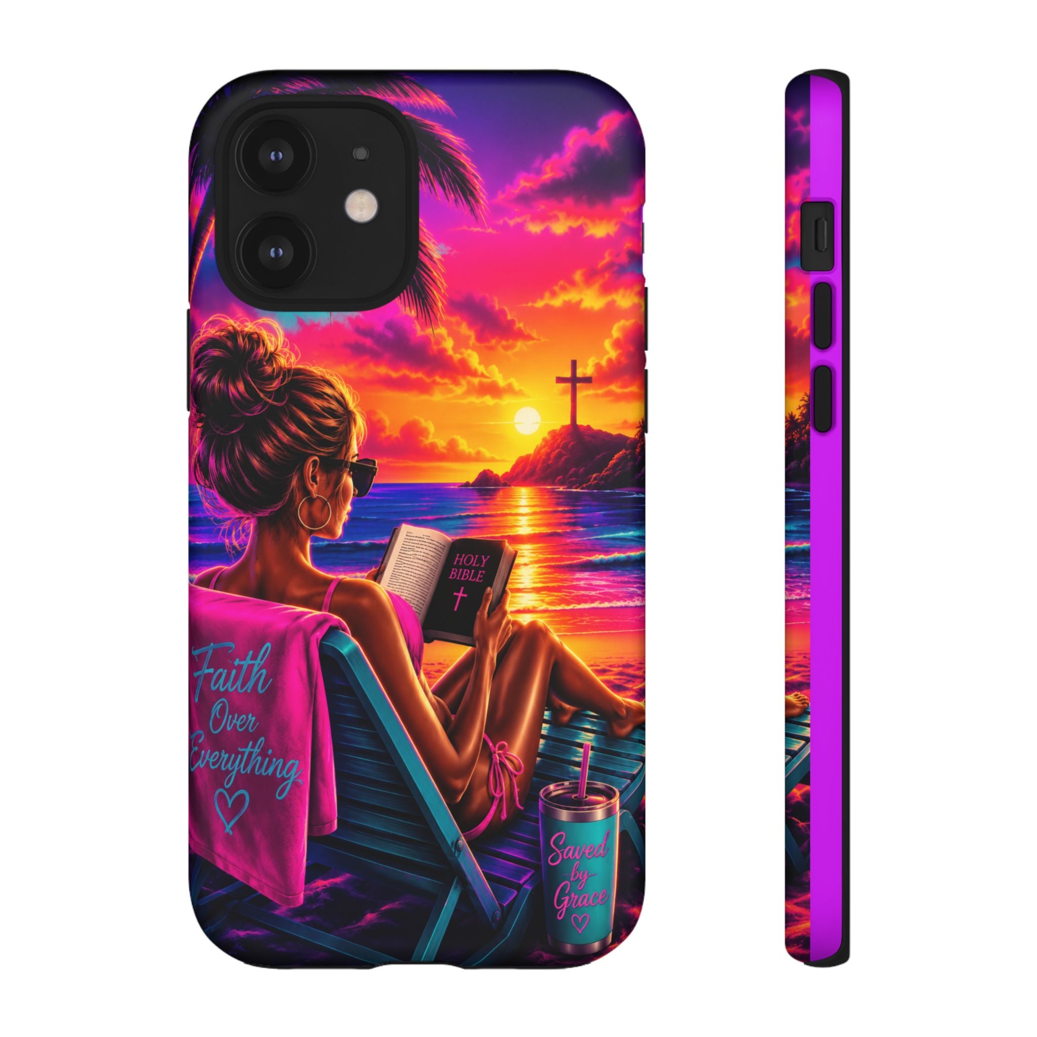 Phone Case —  Jesus and Beach (Faith Over Everything)