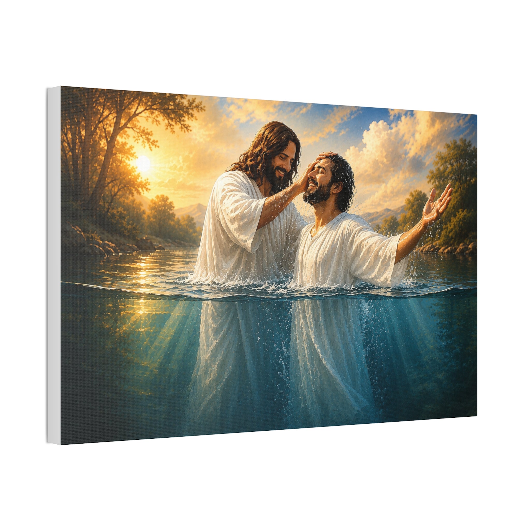 Hispanic Baptism of Christ Canvas Print — Christian Wall Art