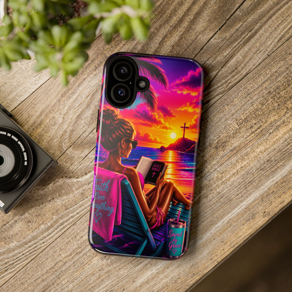 Phone Case —  Jesus and Beach (Faith Over Everything)
