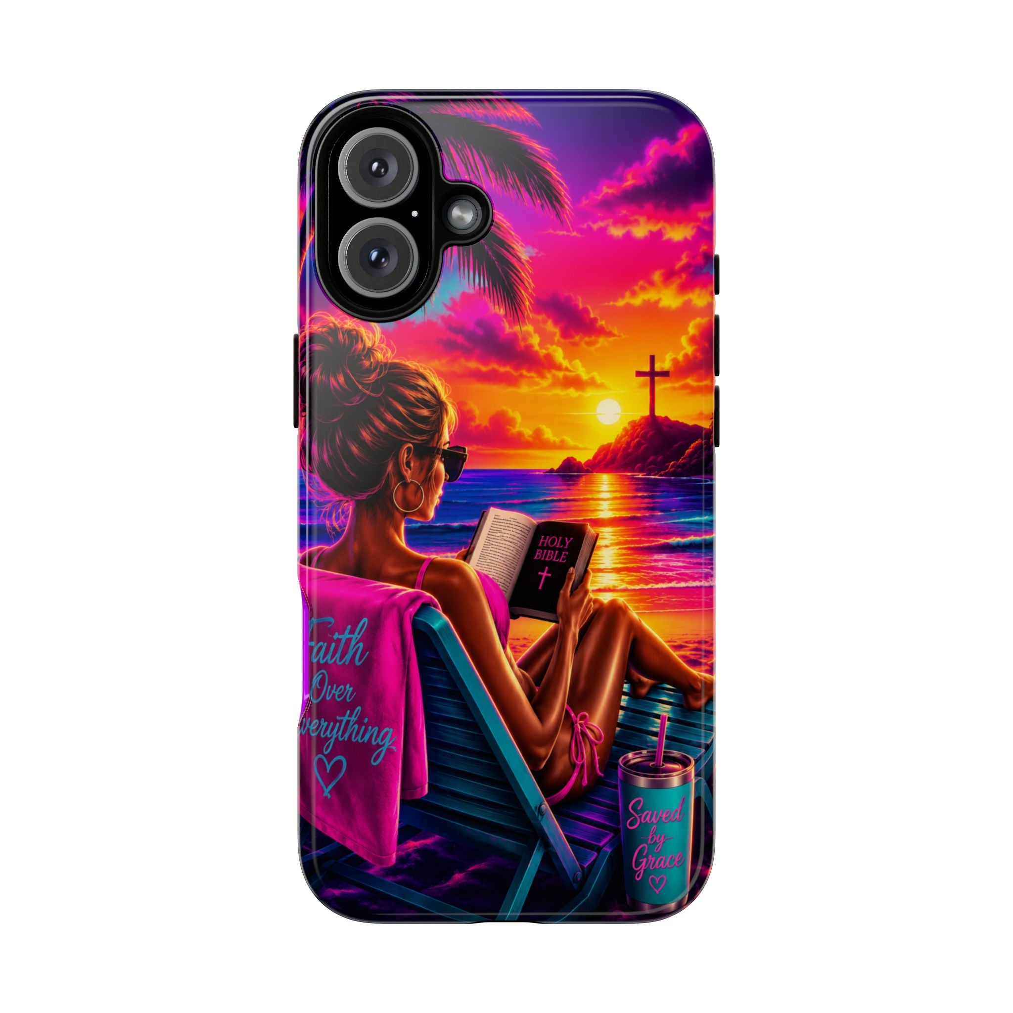 Phone Case —  Jesus and Beach (Faith Over Everything)