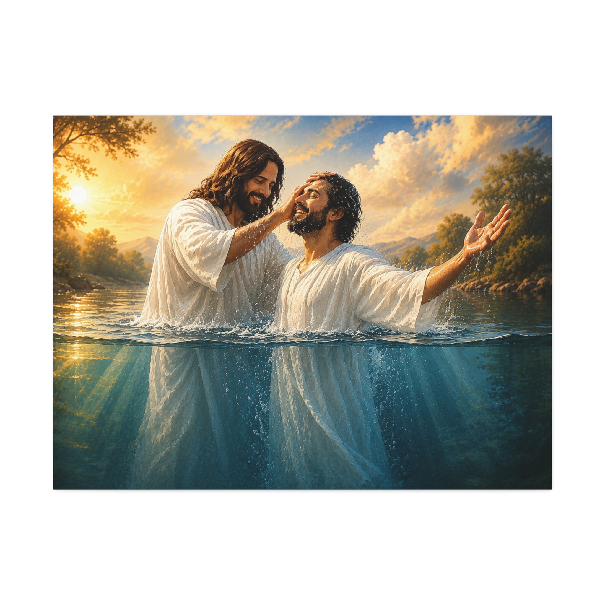 Hispanic Baptism of Christ Canvas Print — Christian Wall Art