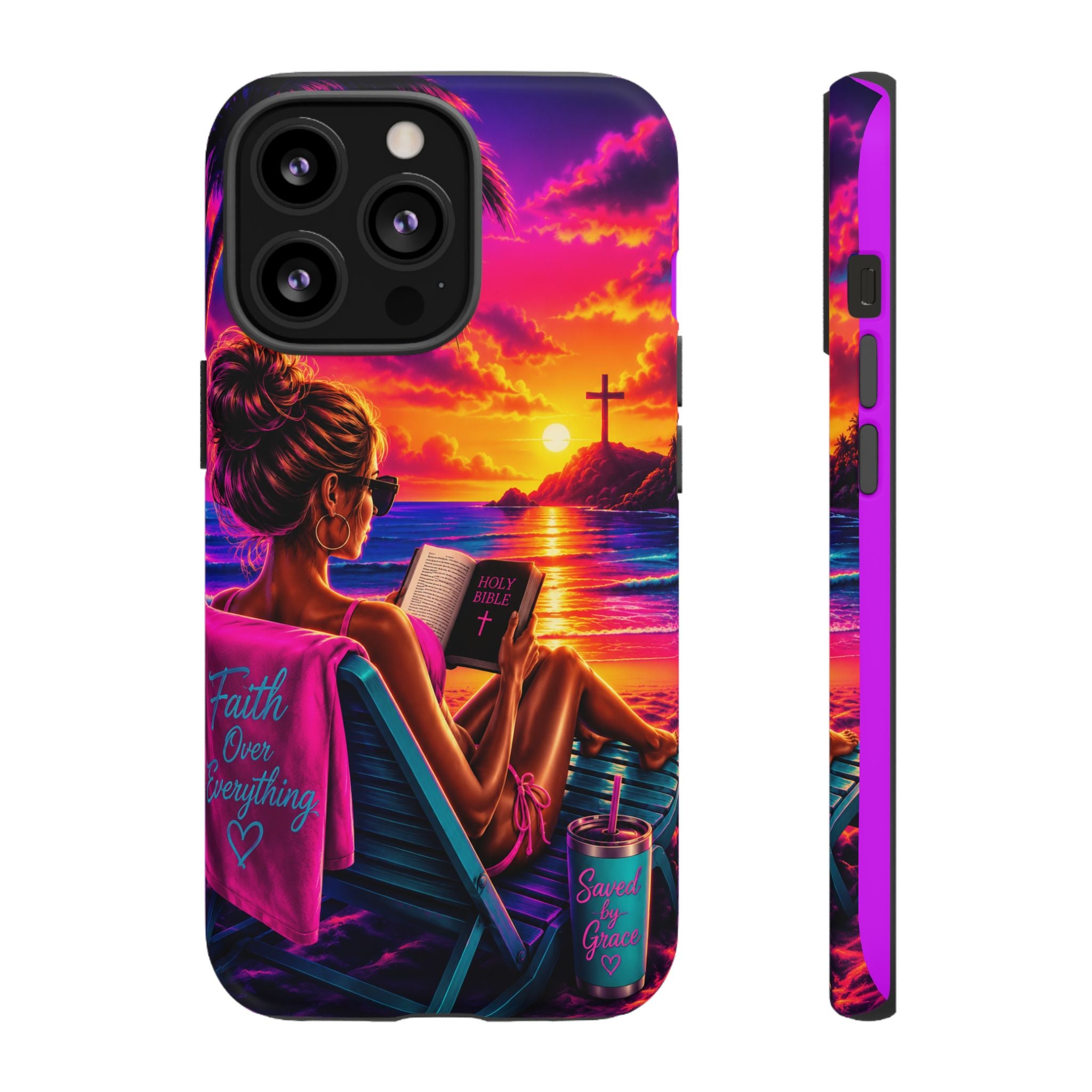 Phone Case —  Jesus and Beach (Faith Over Everything)