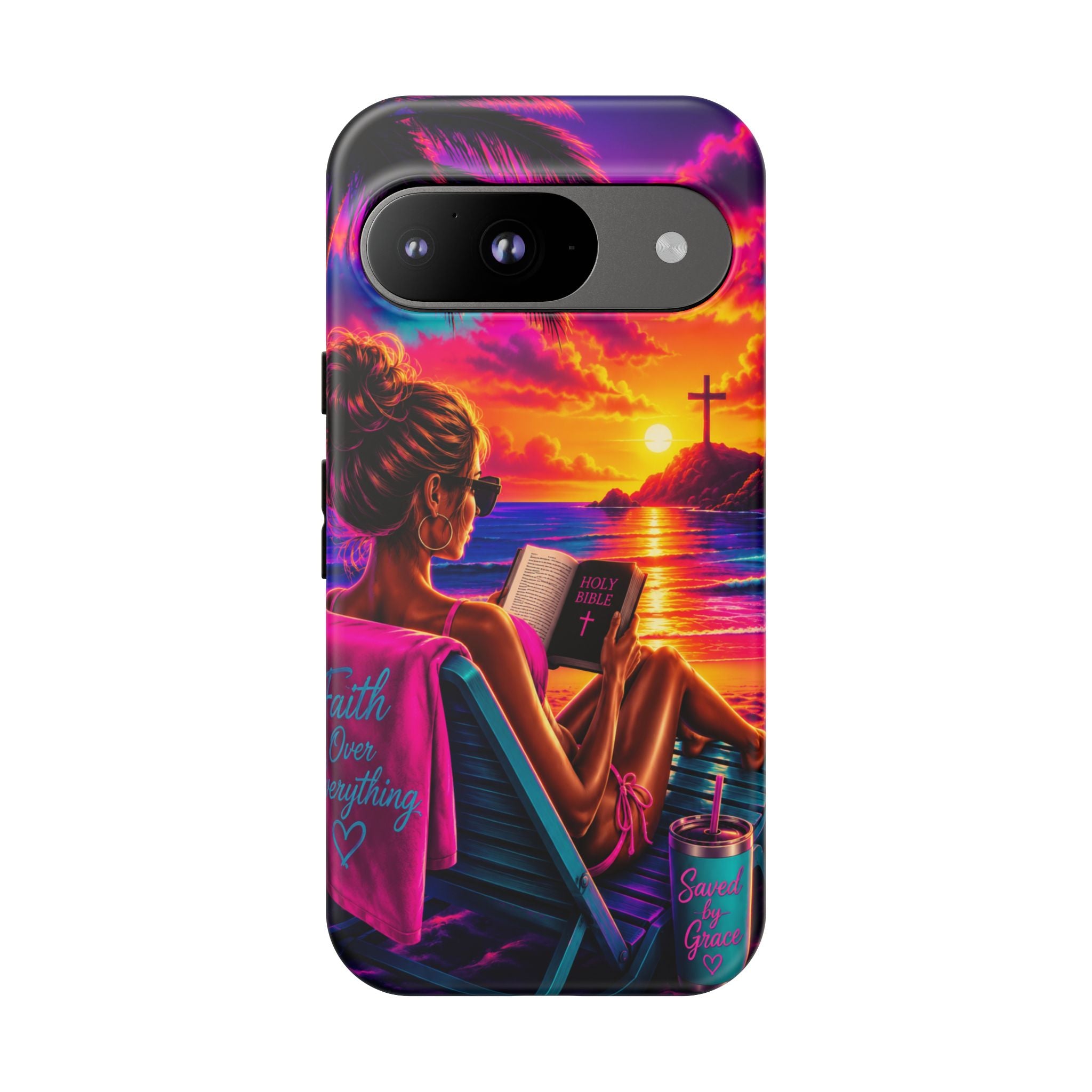 Phone Case —  Jesus and Beach (Faith Over Everything)