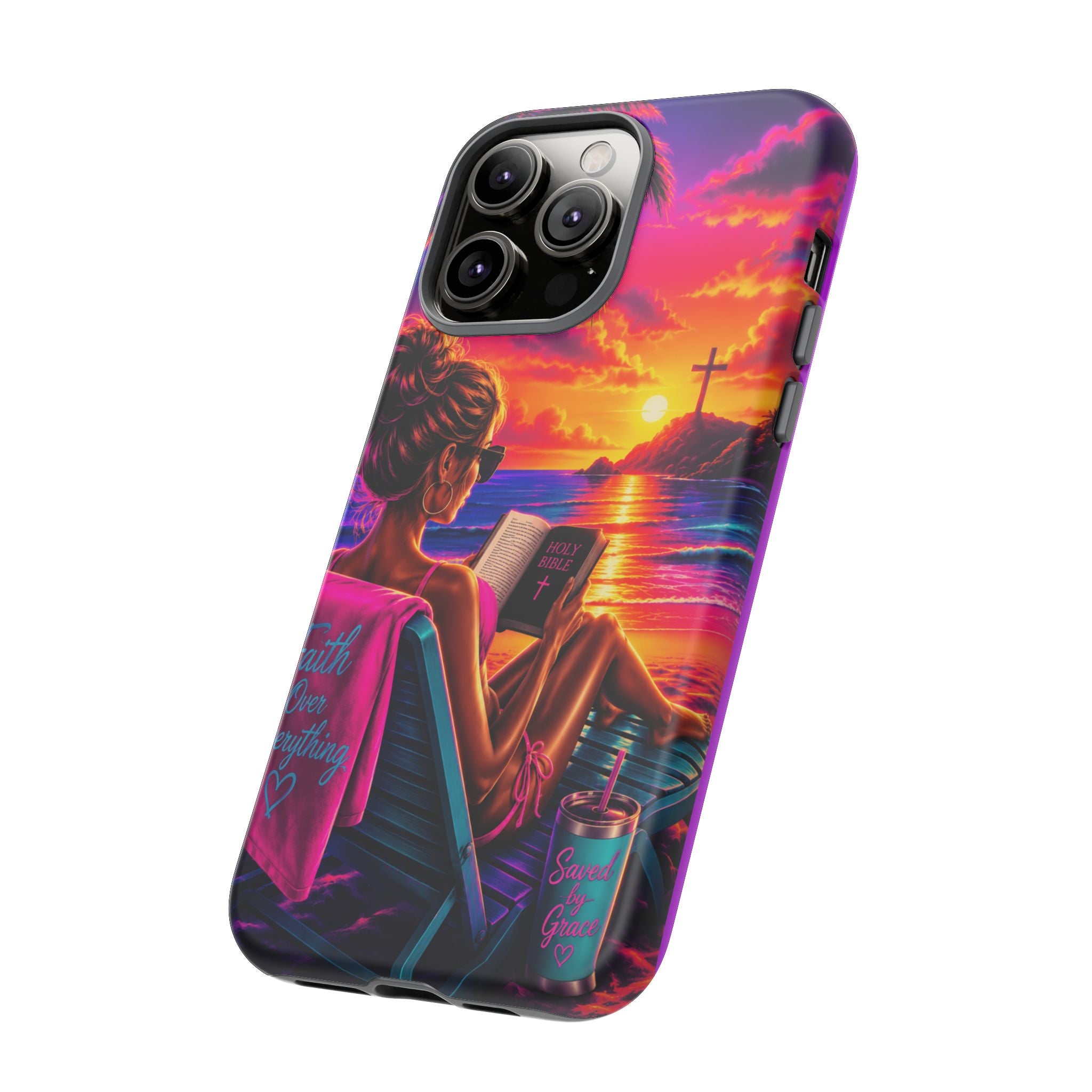 Phone Case —  Jesus and Beach (Faith Over Everything)