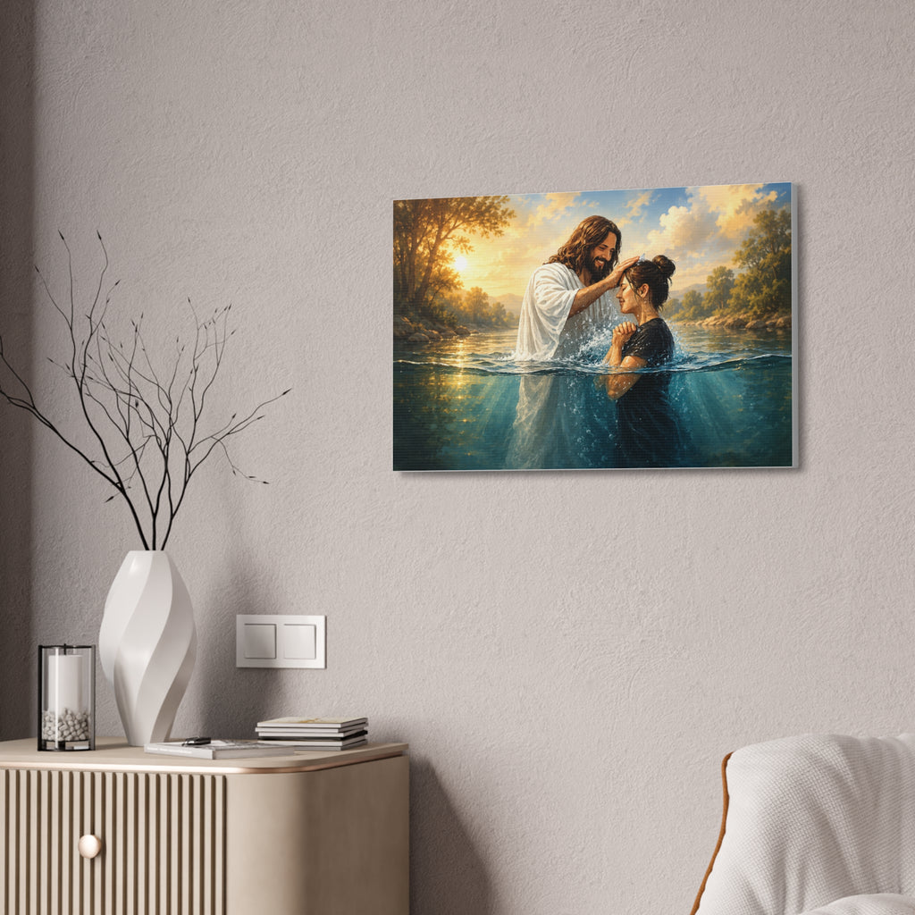 Religious Canvas Wall Art — "I left it in the water" (Stretched Canvas)