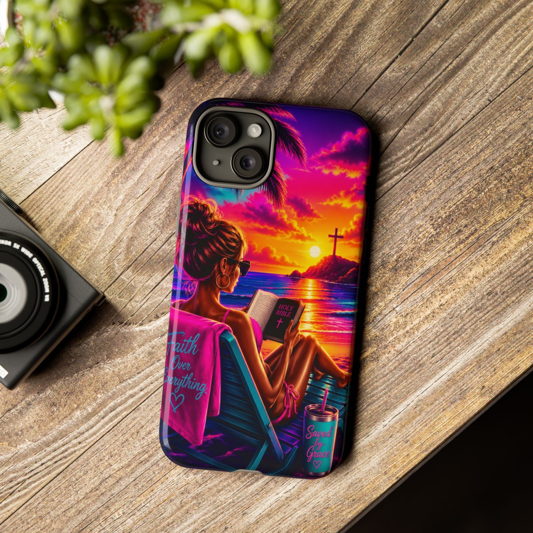 Phone Case —  Jesus and Beach (Faith Over Everything)