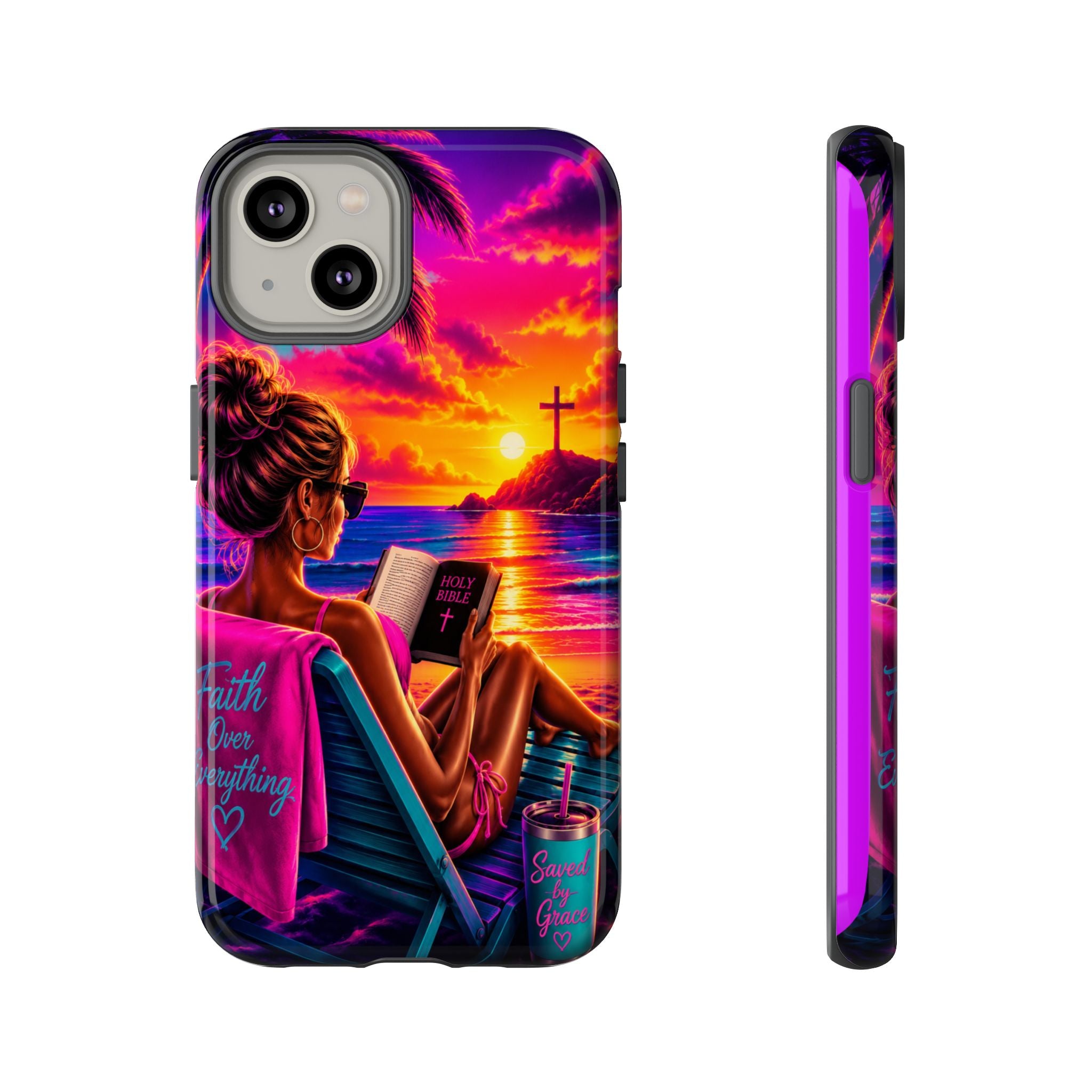Phone Case —  Jesus and Beach (Faith Over Everything)