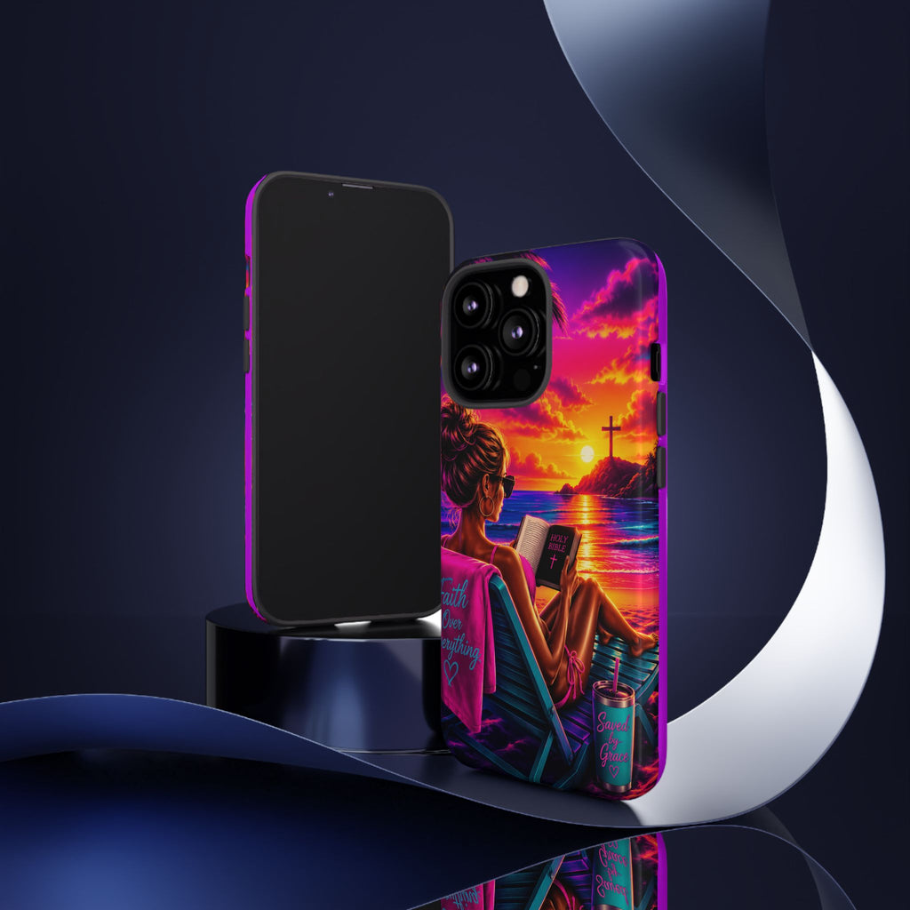 Phone Case —  Jesus and Beach (Faith Over Everything)