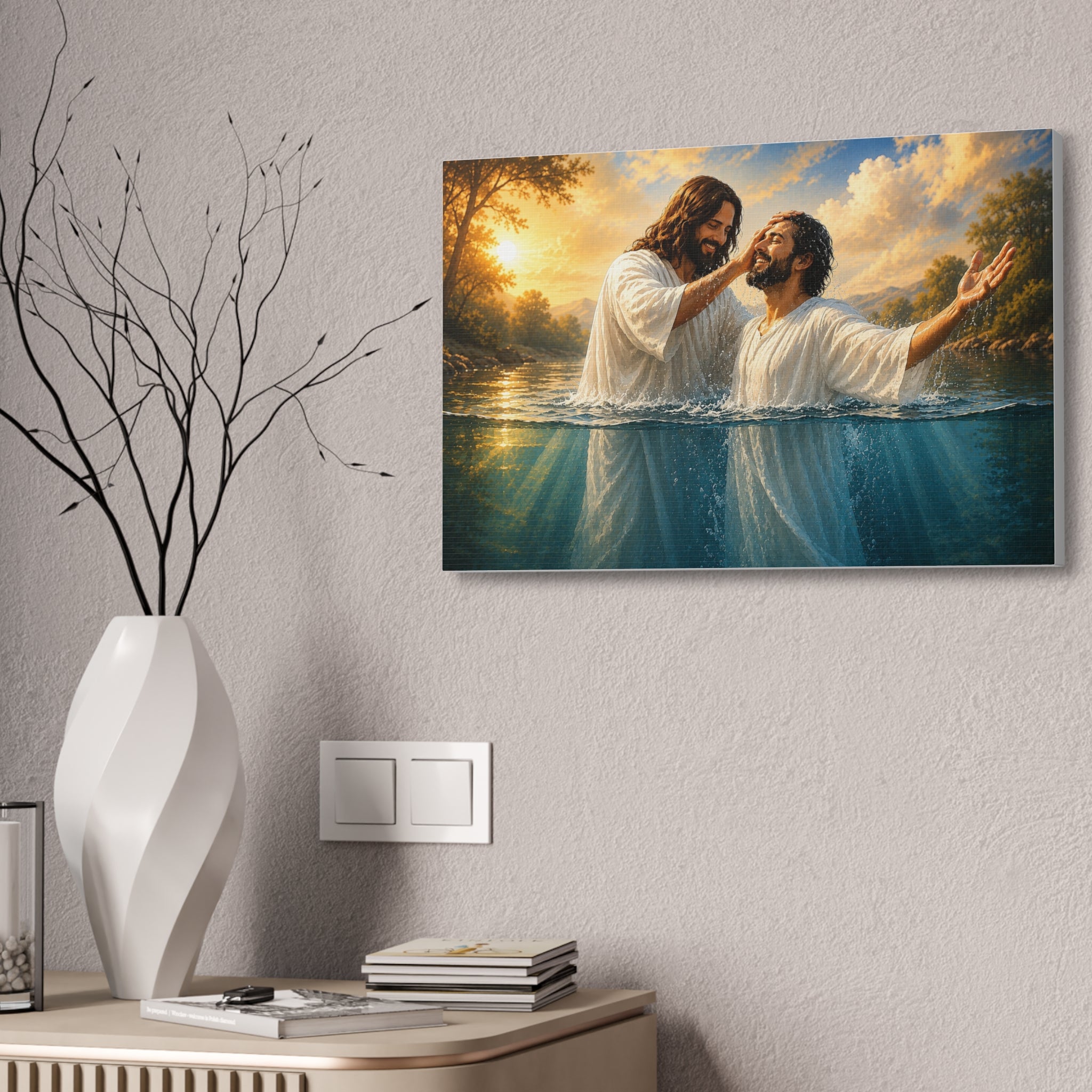 Hispanic Baptism of Christ Canvas Print — Christian Wall Art