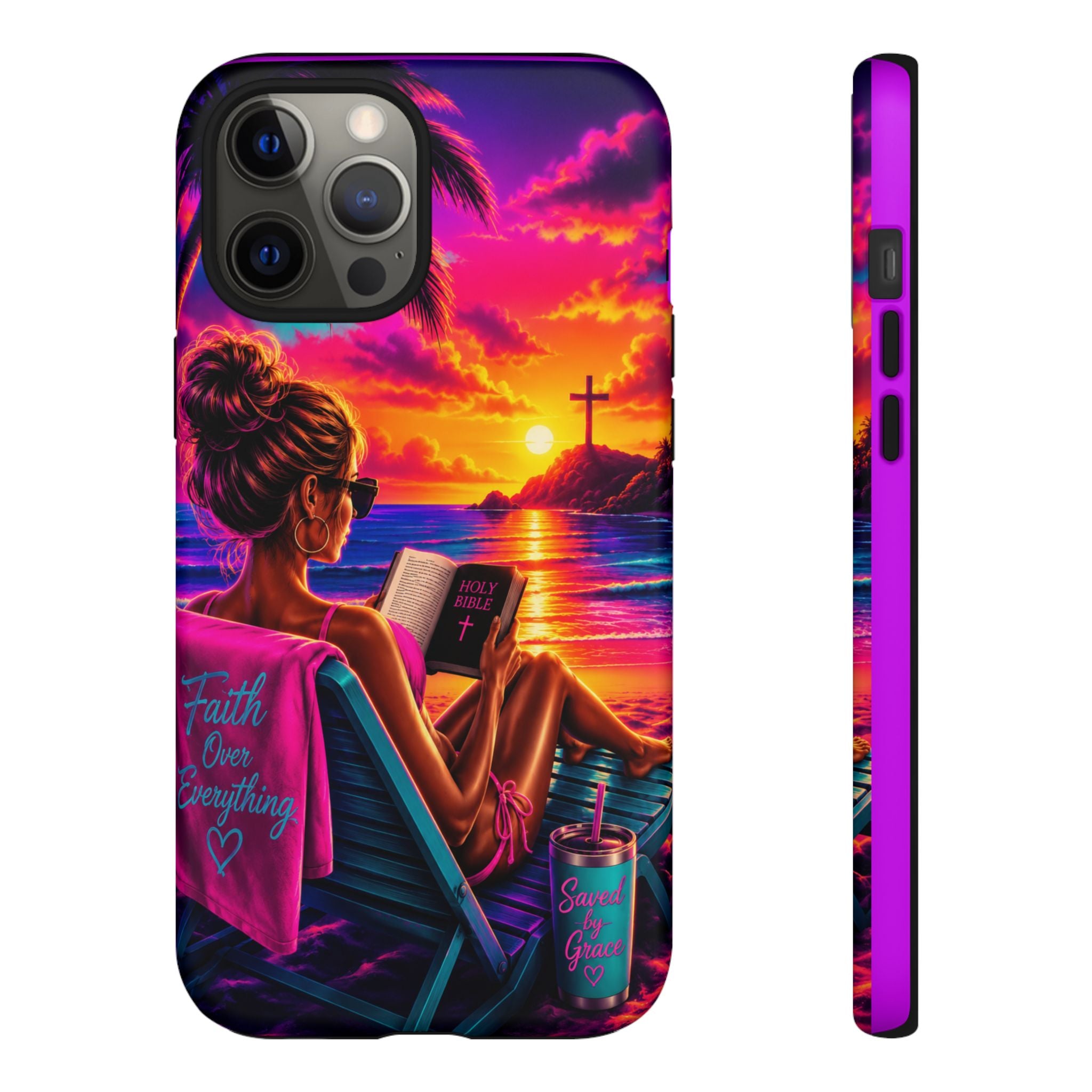 Phone Case —  Jesus and Beach (Faith Over Everything)