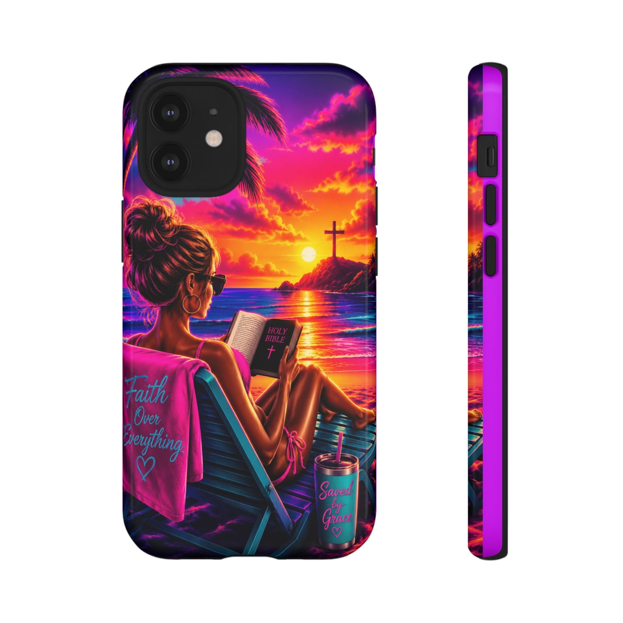 Phone Case —  Jesus and Beach (Faith Over Everything)
