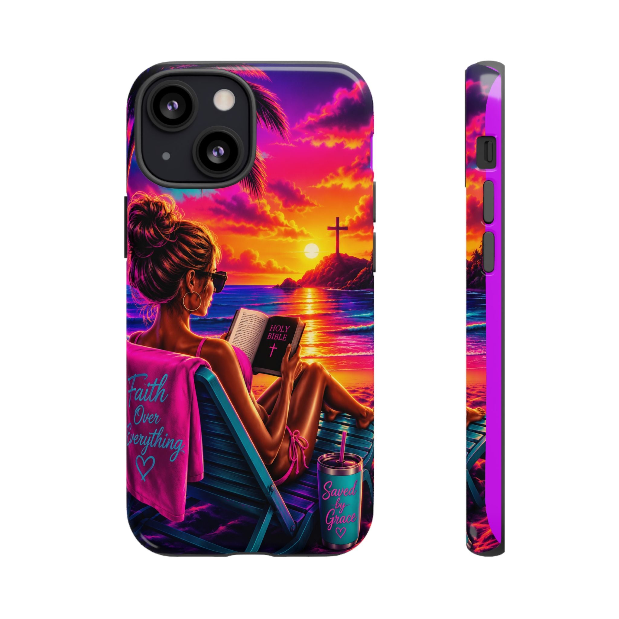 Phone Case —  Jesus and Beach (Faith Over Everything)