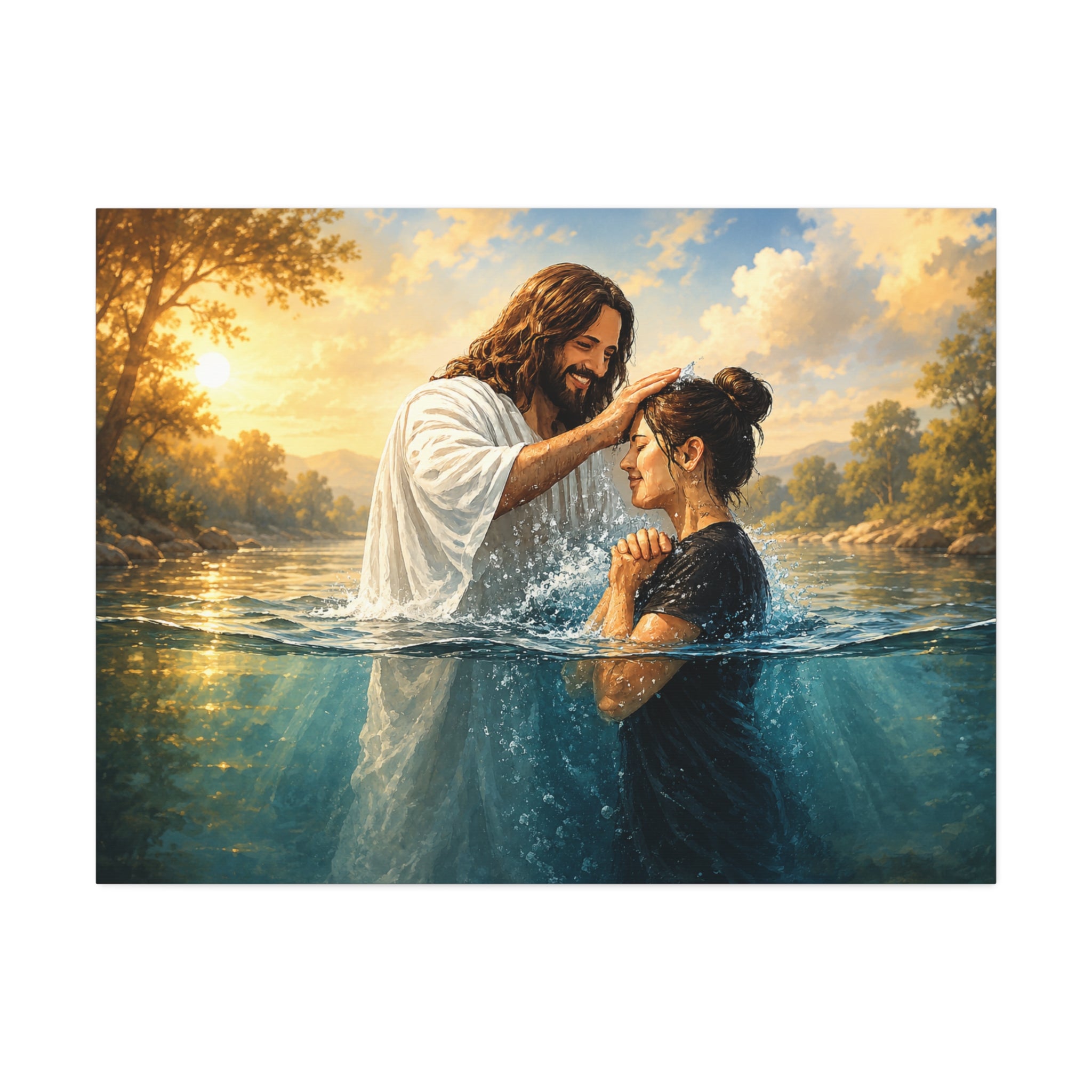 Religious Canvas Wall Art — "I left it in the water" (Stretched Canvas)