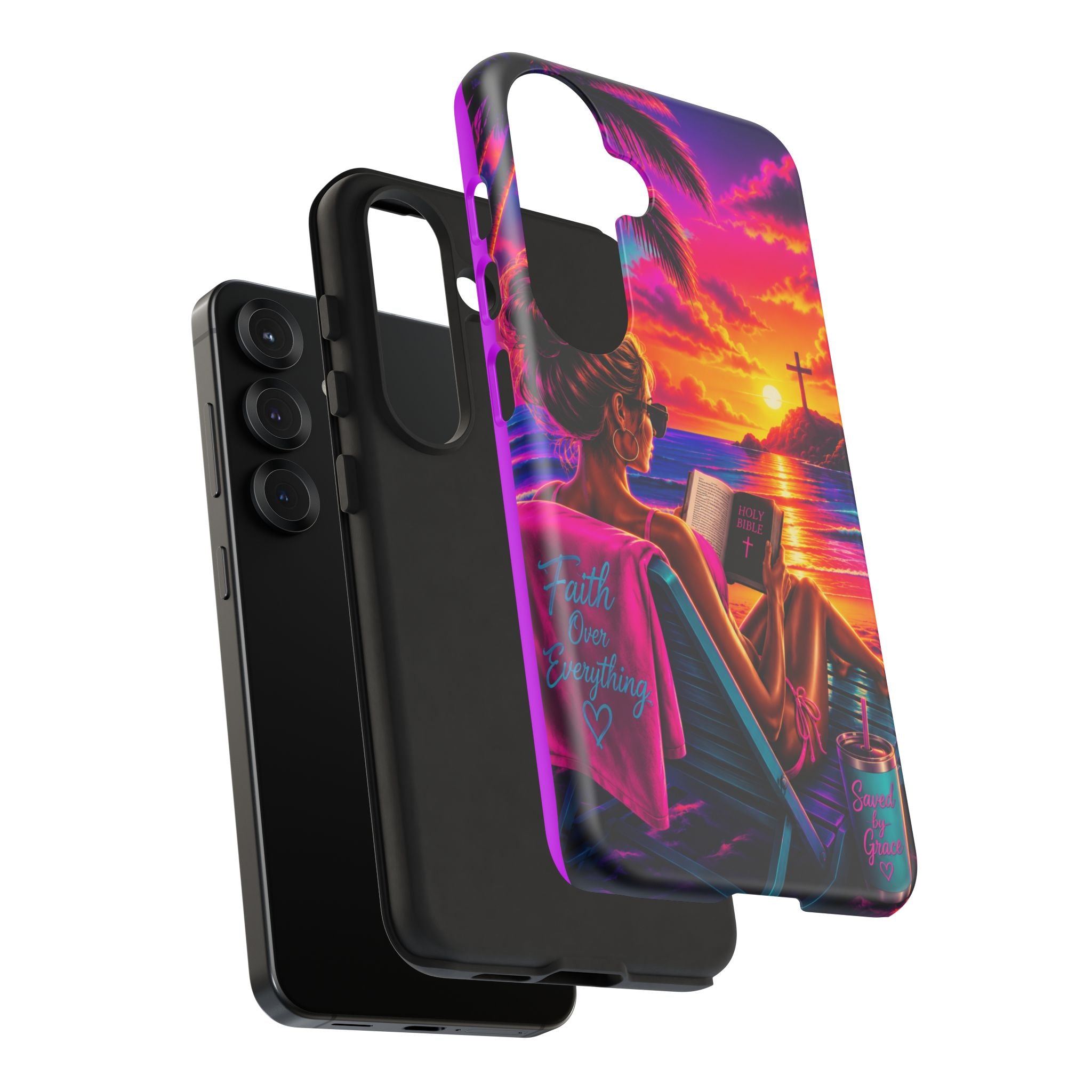 Phone Case —  Jesus and Beach (Faith Over Everything)