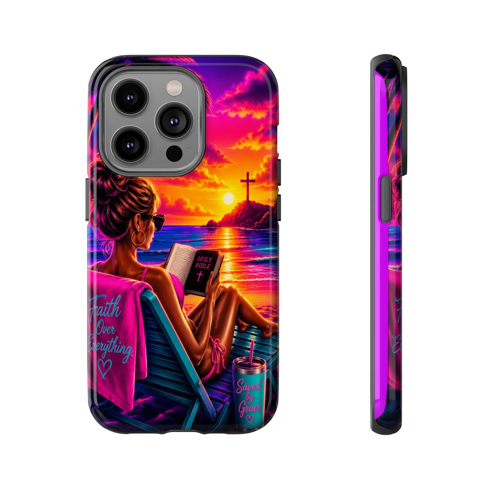Phone Case —  Jesus and Beach (Faith Over Everything)