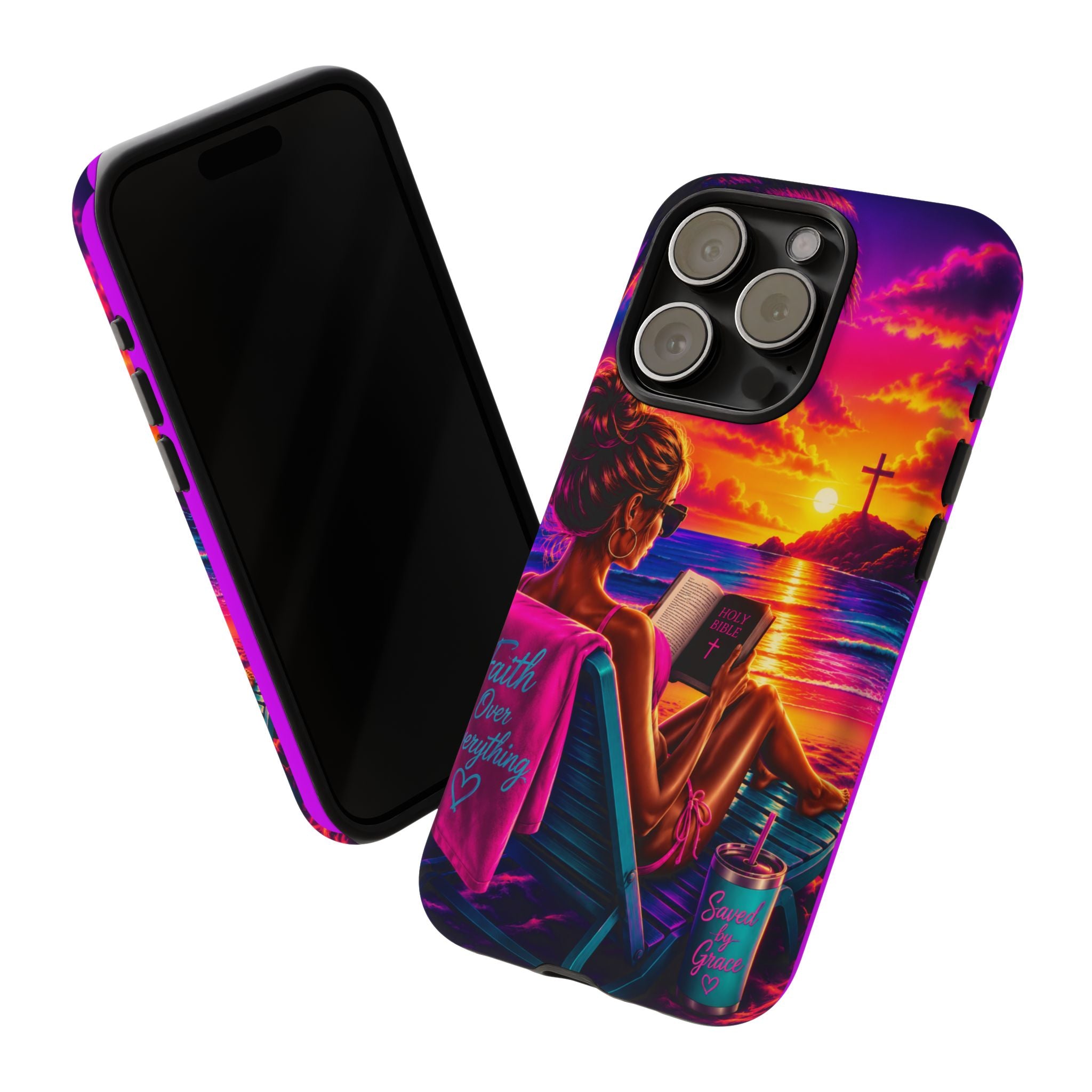 Phone Case —  Jesus and Beach (Faith Over Everything)