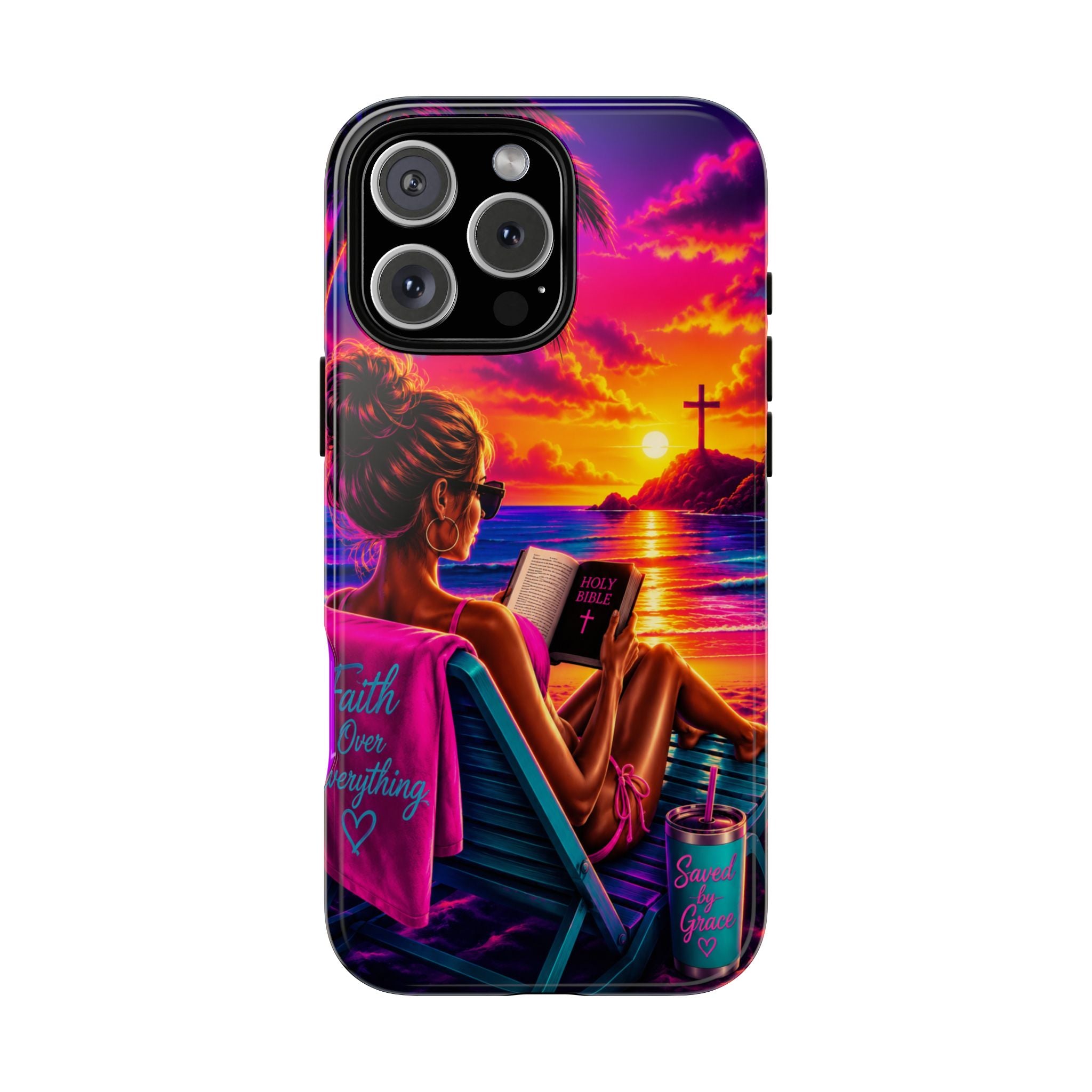 Phone Case —  Jesus and Beach (Faith Over Everything)