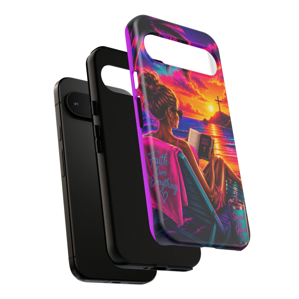 Phone Case —  Jesus and Beach (Faith Over Everything)