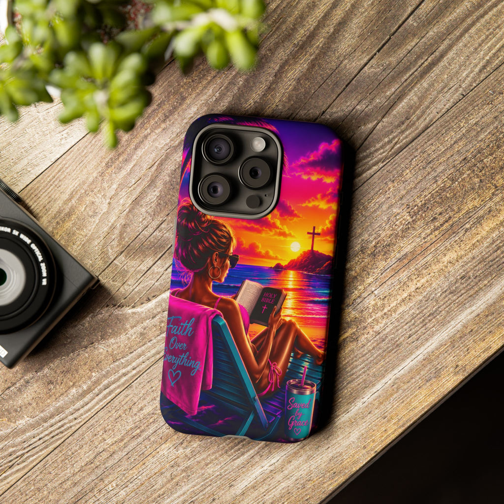 Phone Case —  Jesus and Beach (Faith Over Everything)
