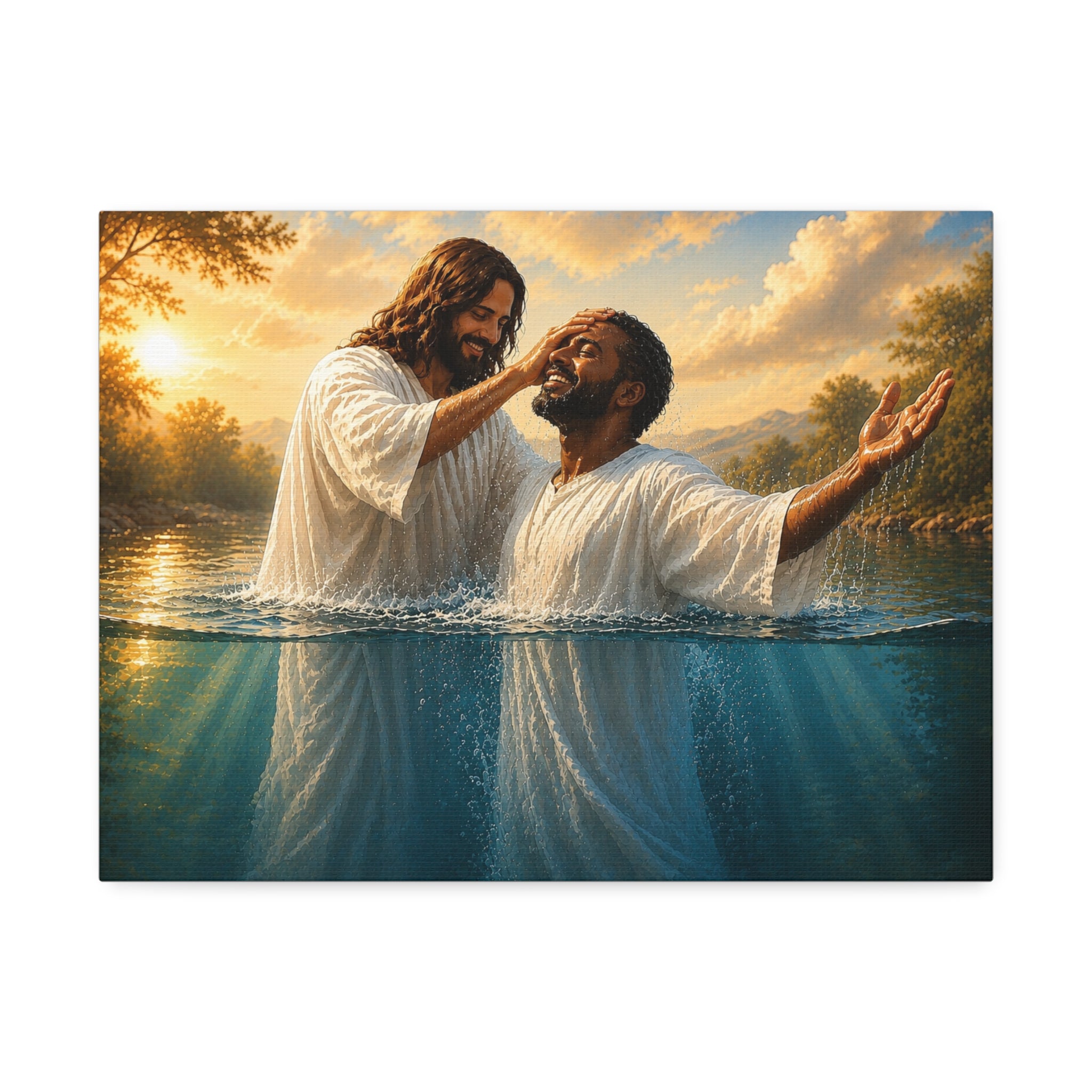 African Man Baptism of Faith Canvas Print - Christian Wall Art