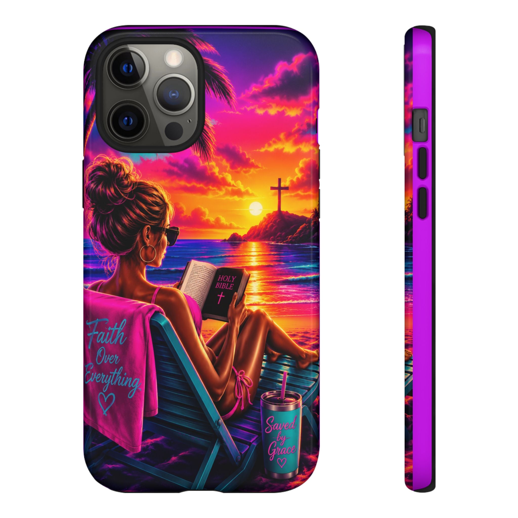 Phone Case —  Jesus and Beach (Faith Over Everything)