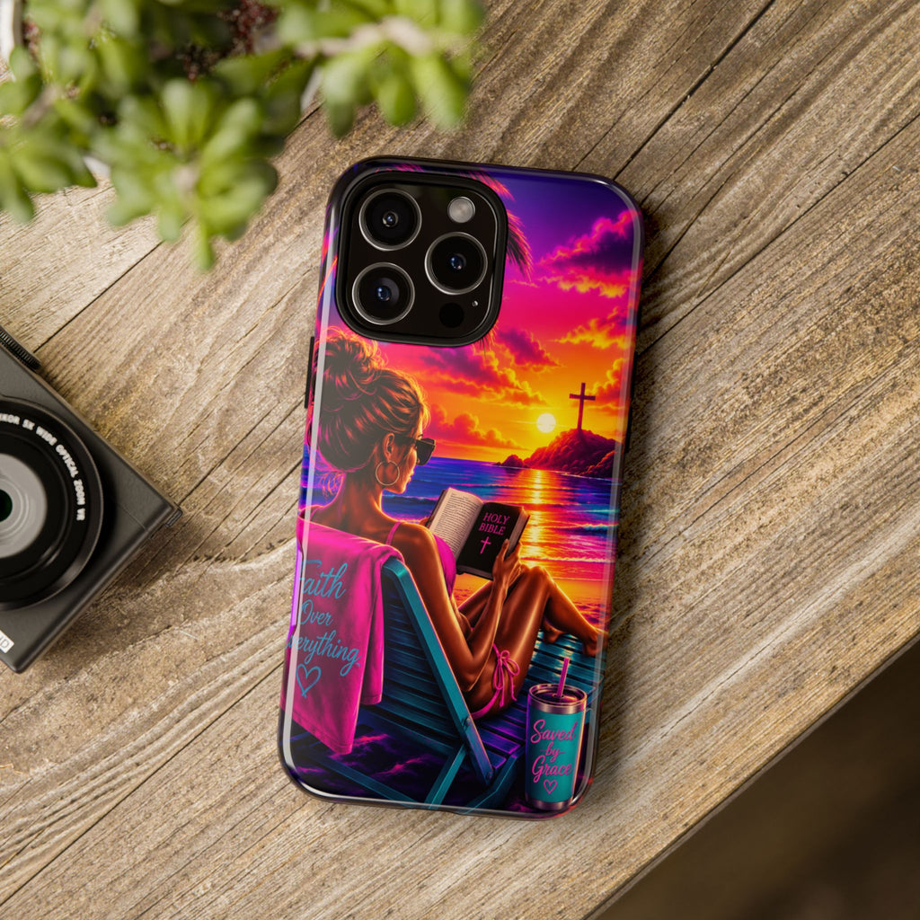 Phone Case —  Jesus and Beach (Faith Over Everything)