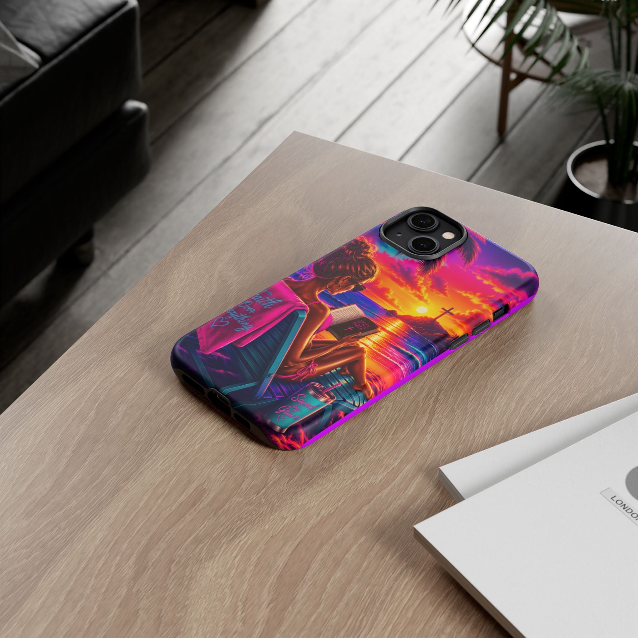 Phone Case —  Jesus and Beach (Faith Over Everything)