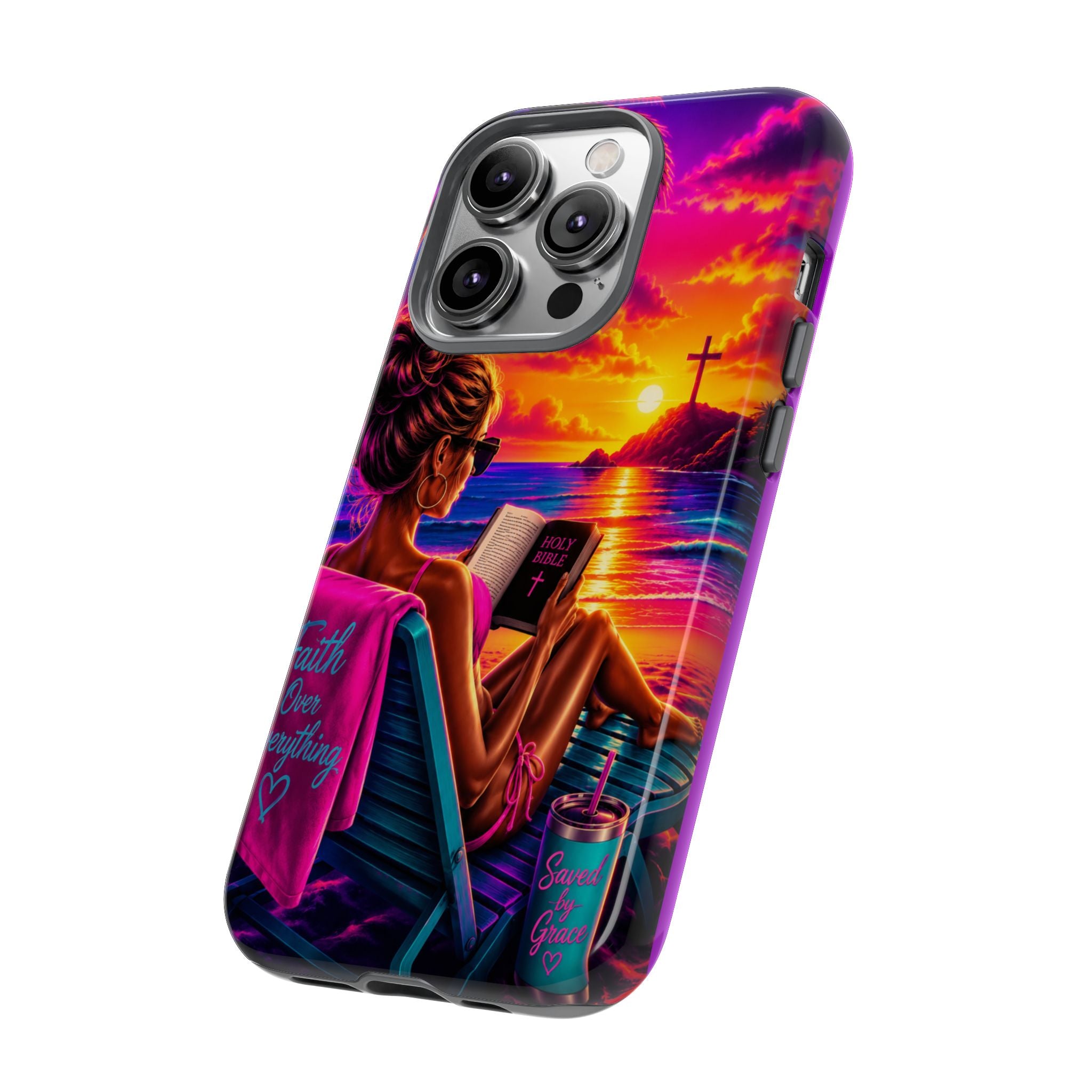 Phone Case —  Jesus and Beach (Faith Over Everything)