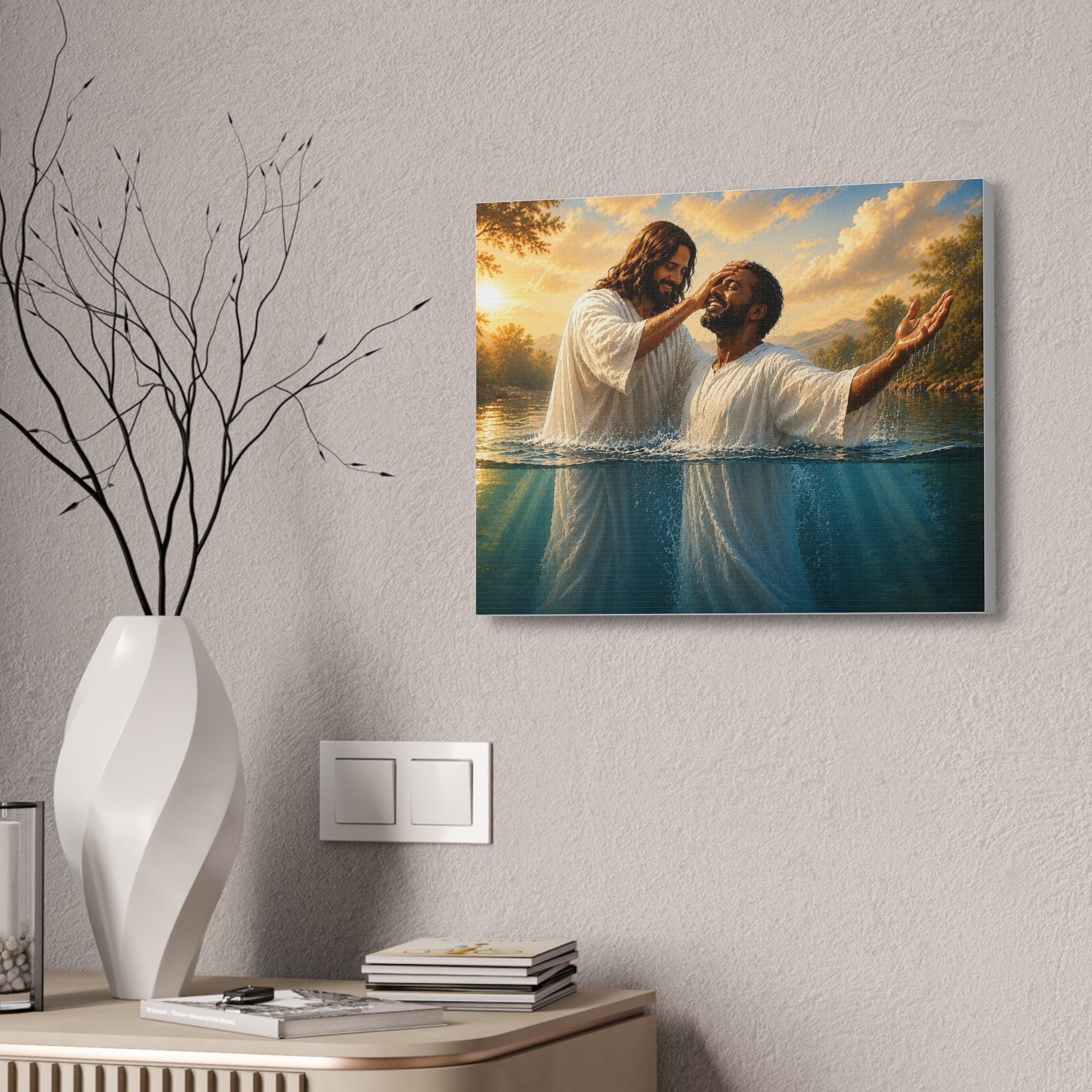 African Man Baptism of Faith Canvas Print - Christian Wall Art