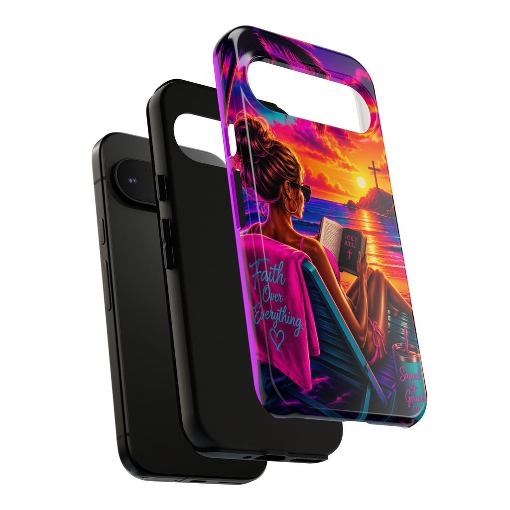 Phone Case —  Jesus and Beach (Faith Over Everything)