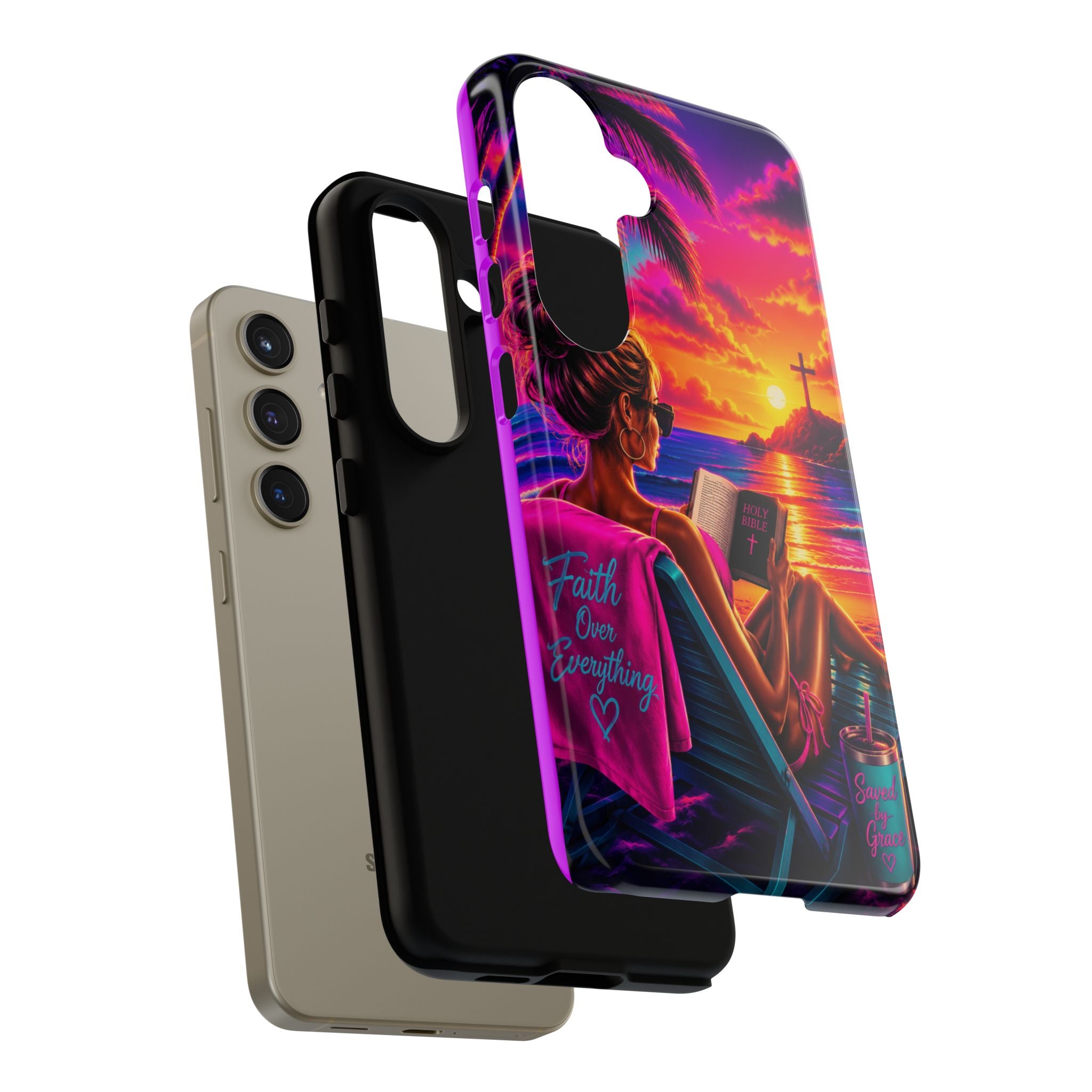 Phone Case —  Jesus and Beach (Faith Over Everything)
