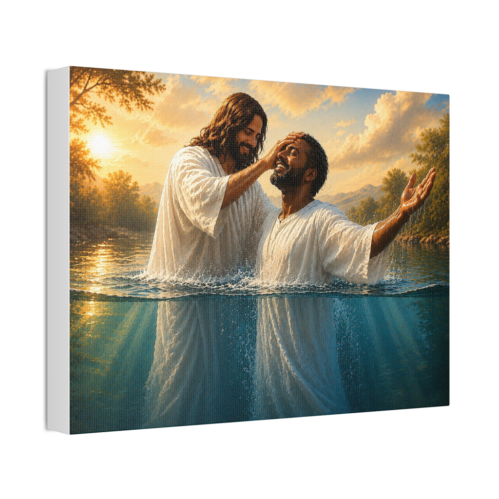 African Man Baptism of Faith Canvas Print - Christian Wall Art
